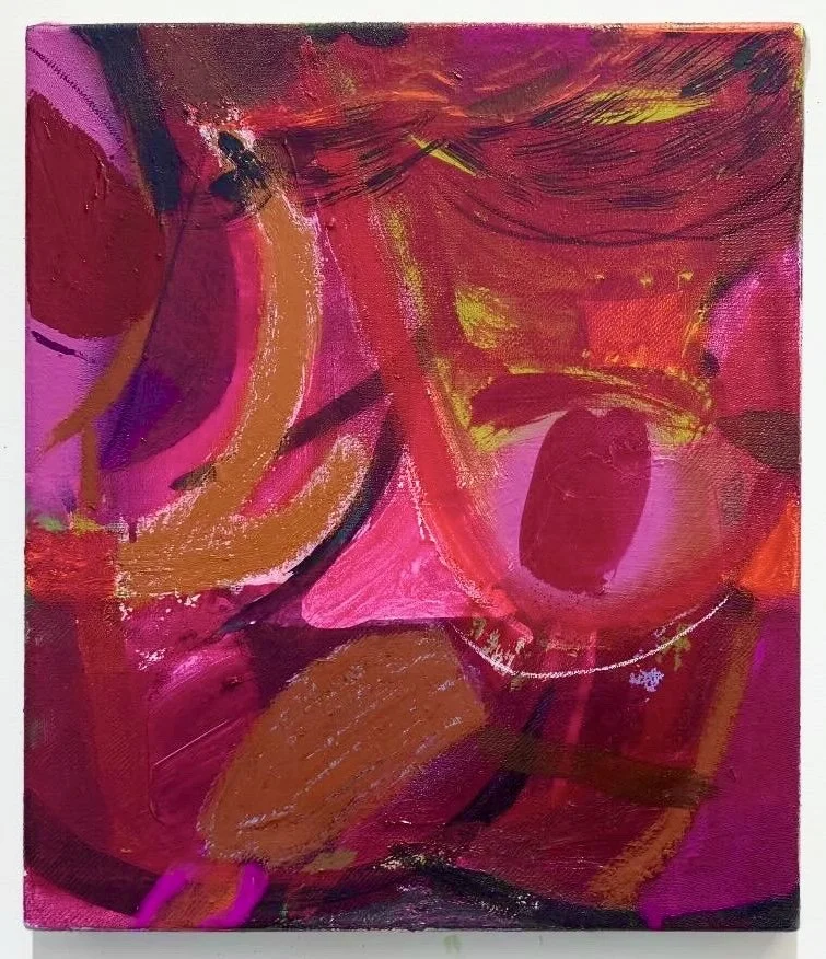 Fuzzy Character, 14"x12", acrylic, oil, spray paint, ink on canvas, 2025