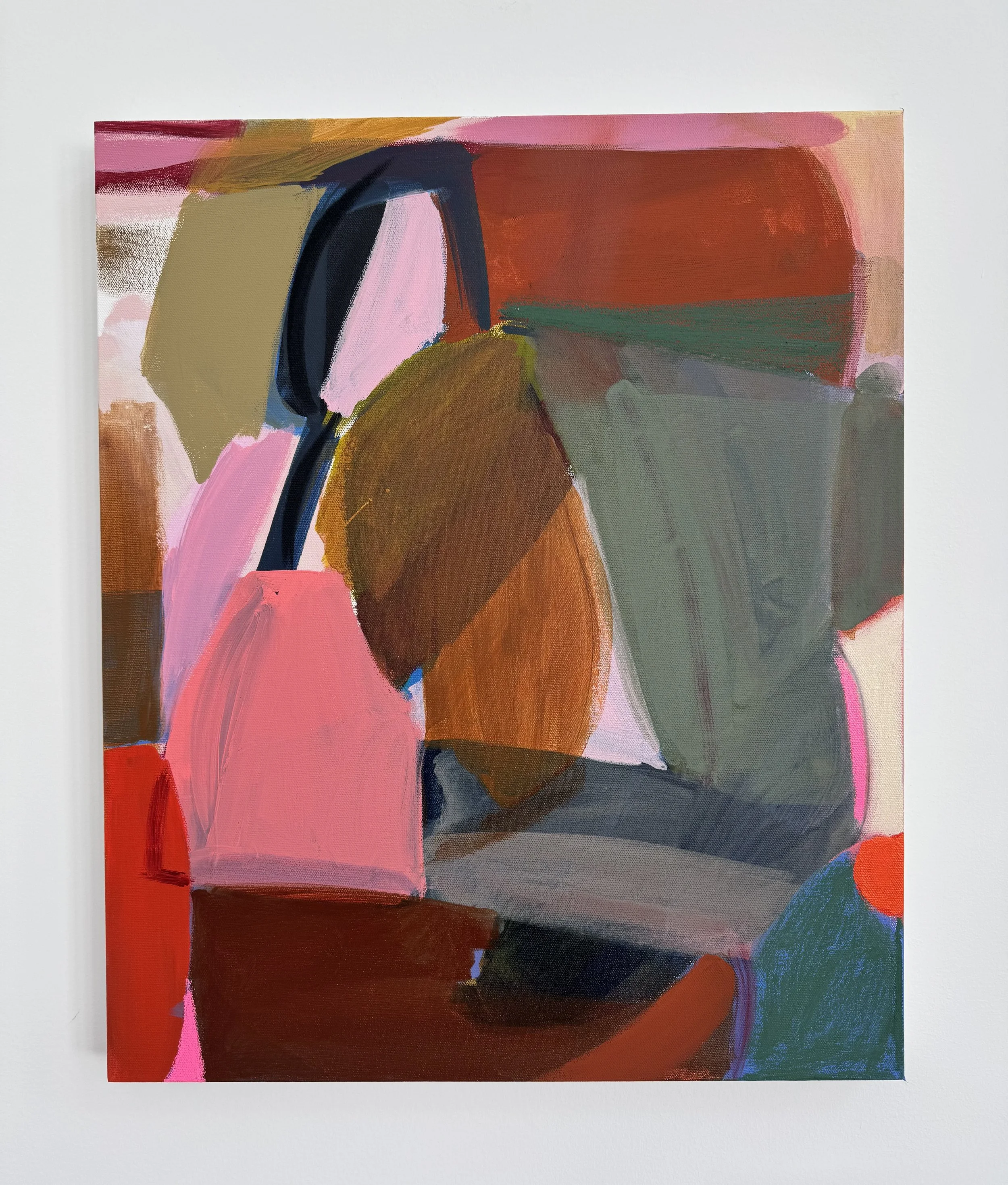 Left Looking, 24"x20", acrylic, oil, gouache, charcoal on canvas, 2026