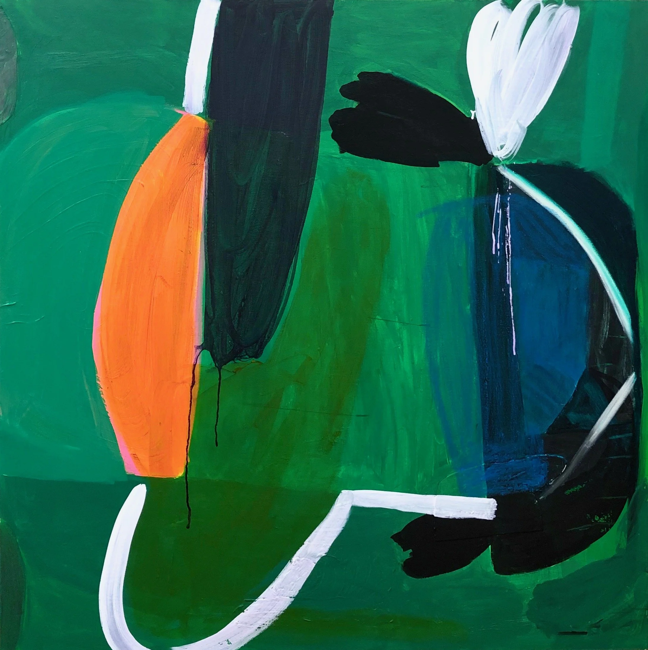 Mind Garden, 48"x48", acrylic, ink, oil on canvas, 2023