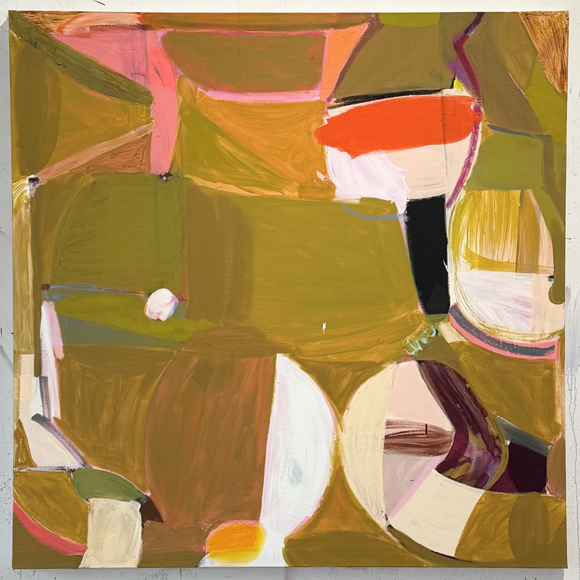 Sometimes In A Neighborhood, 48"x48", acrylic, oil, charcoal on canvas, 2026
