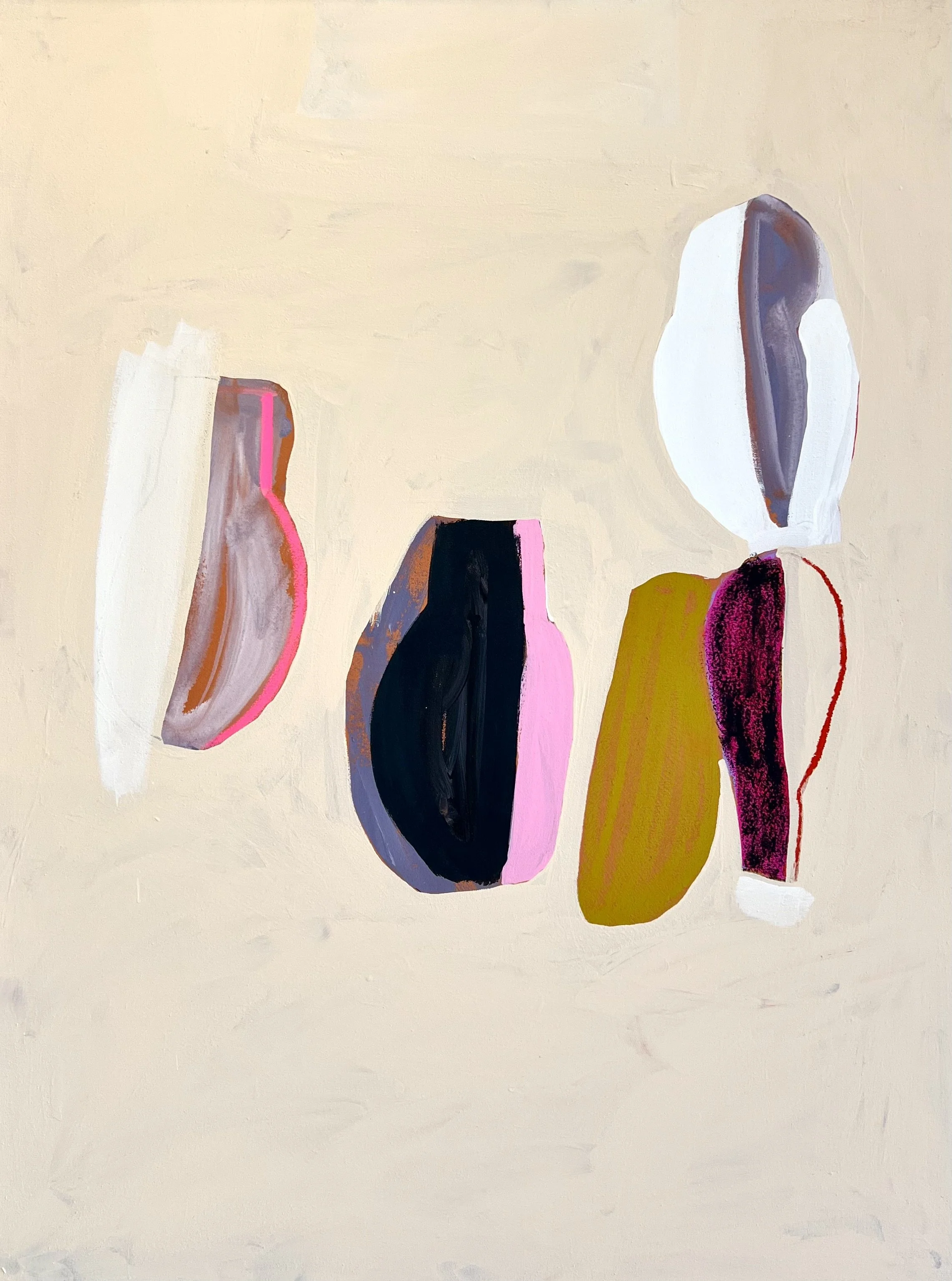 Vessels in Peach, 48"x36", acrylic and oil on canvas, 2022, $4000
