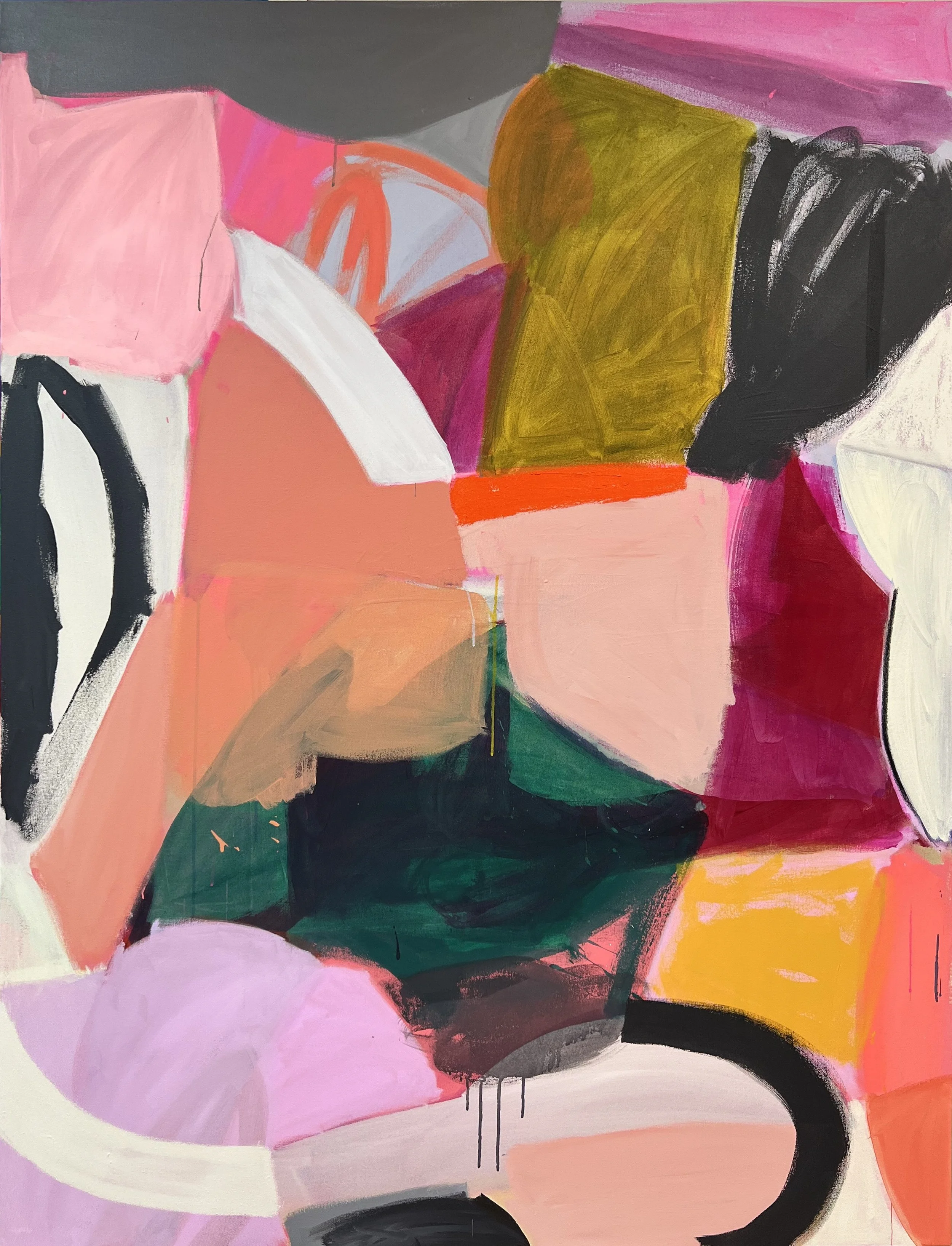 Warm Jumble, 64"x49", acrylic and oil on canvas, 2023