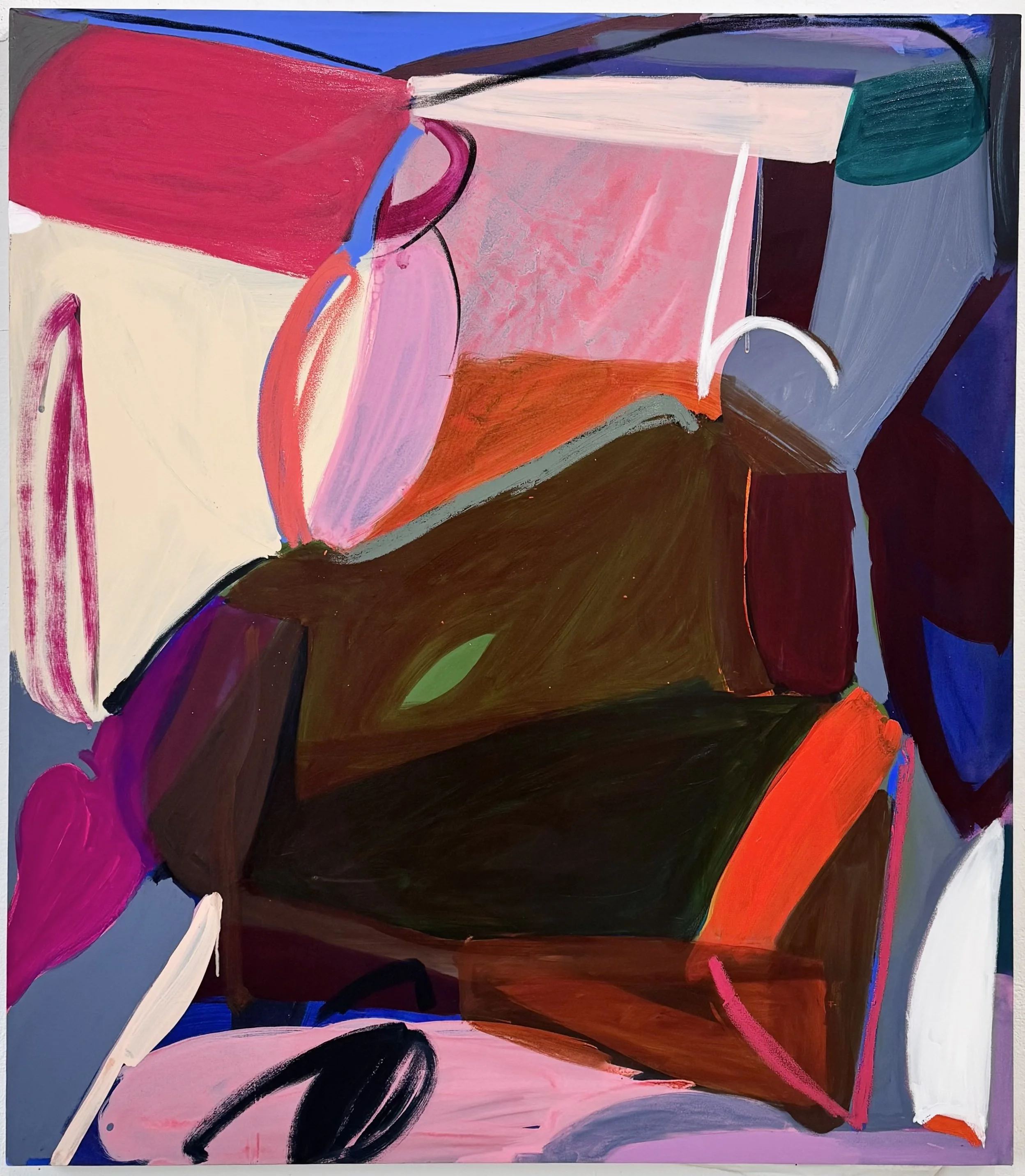Planar Party, 48"x42", acrylic, oil, gouache, charcoal on canvas, 2025