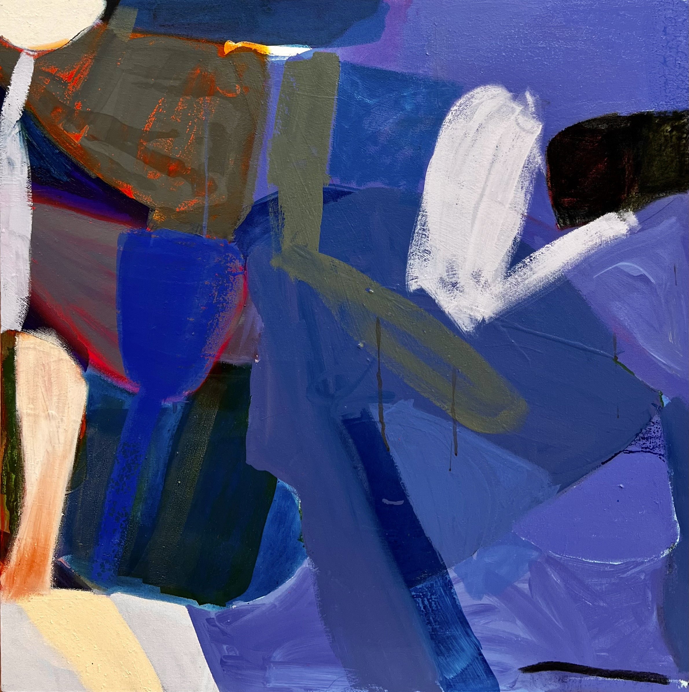 New Lagoon, 30"x30", acryilc, oil, charcoal on canvas, 2023, $2200