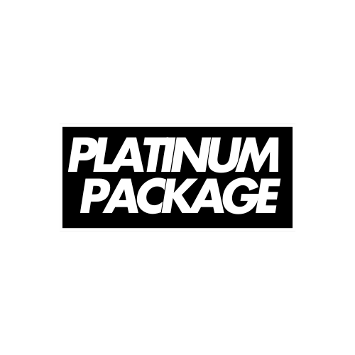 Cover page with the text 'Platinum Package' in bold white font on a black background and a logo with the text 'Jay Visuals' below it.