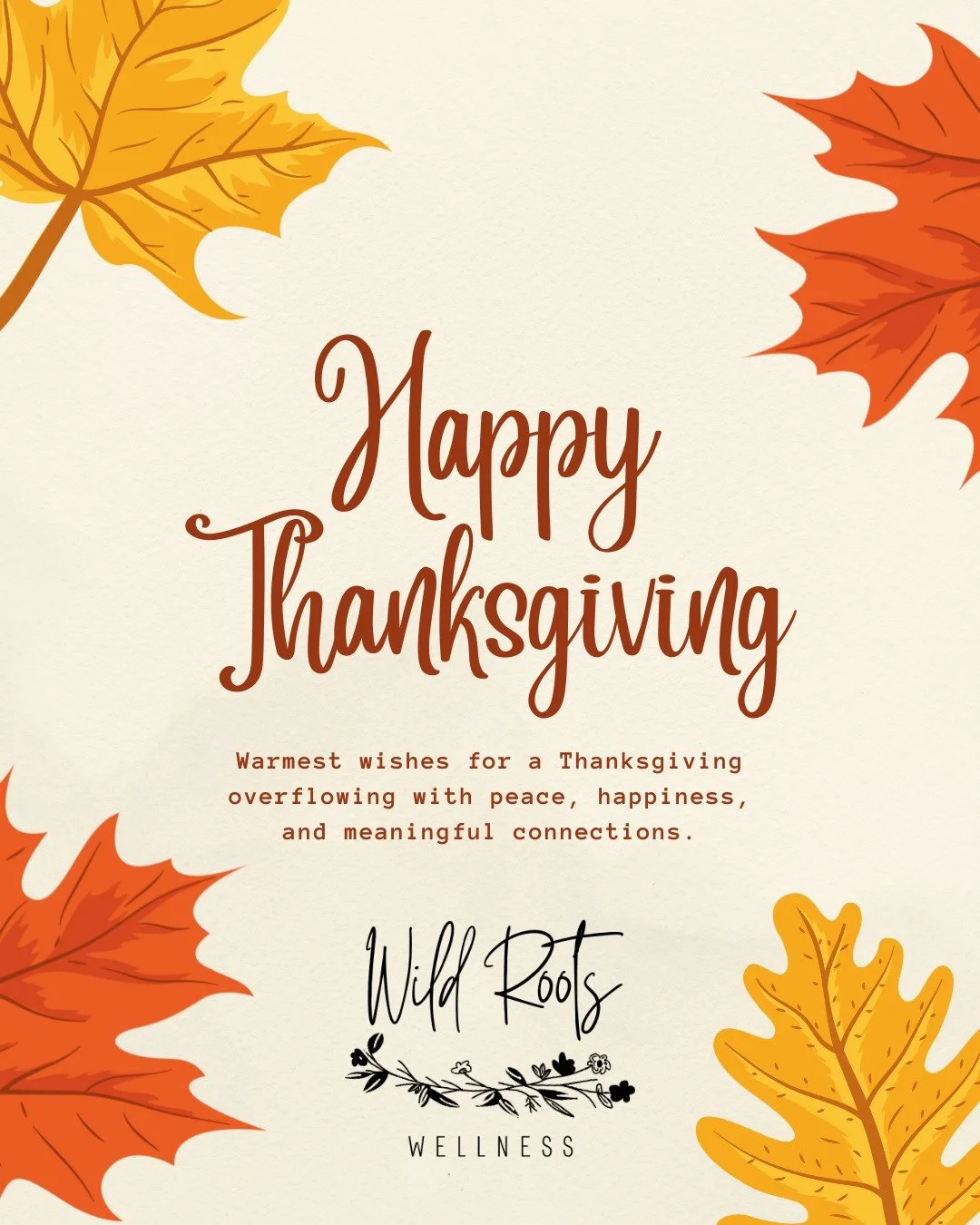 🍁 Happy Thanksgiving from Wild Roots Wellness! 🍁

This season, we&rsquo;re extra grateful for our amazing patients, our growing community, and the opportunity to support you on your health and wellness journey.

We hope your day is filled with good