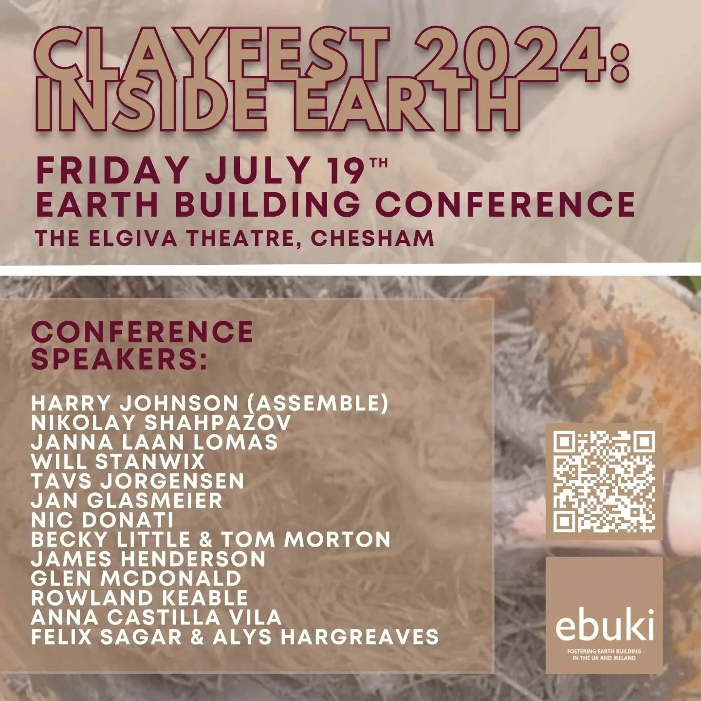 Final Earth Conference 2024 Line-up!!

OPENING SPEAKER: Harry Johnson, part of the Prize-Winning architecture and art studio Assemble.
Talk: The importance of establishing local networks of materials and makers. 

Becky Little &amp; Tom Morton: Earth