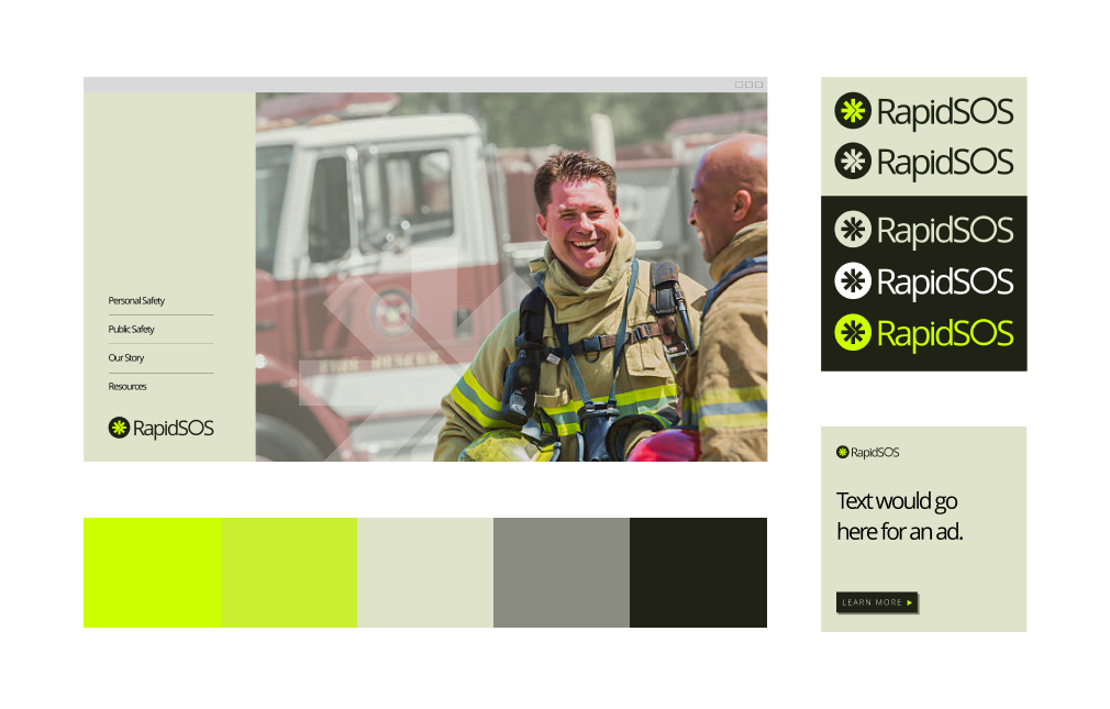 Rebranding exploration for RapidSOS focusing on the colors of public safety