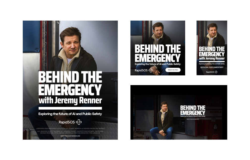 Key art layouts for 'Behind the Emergency' documentary starring Jeremy Renner