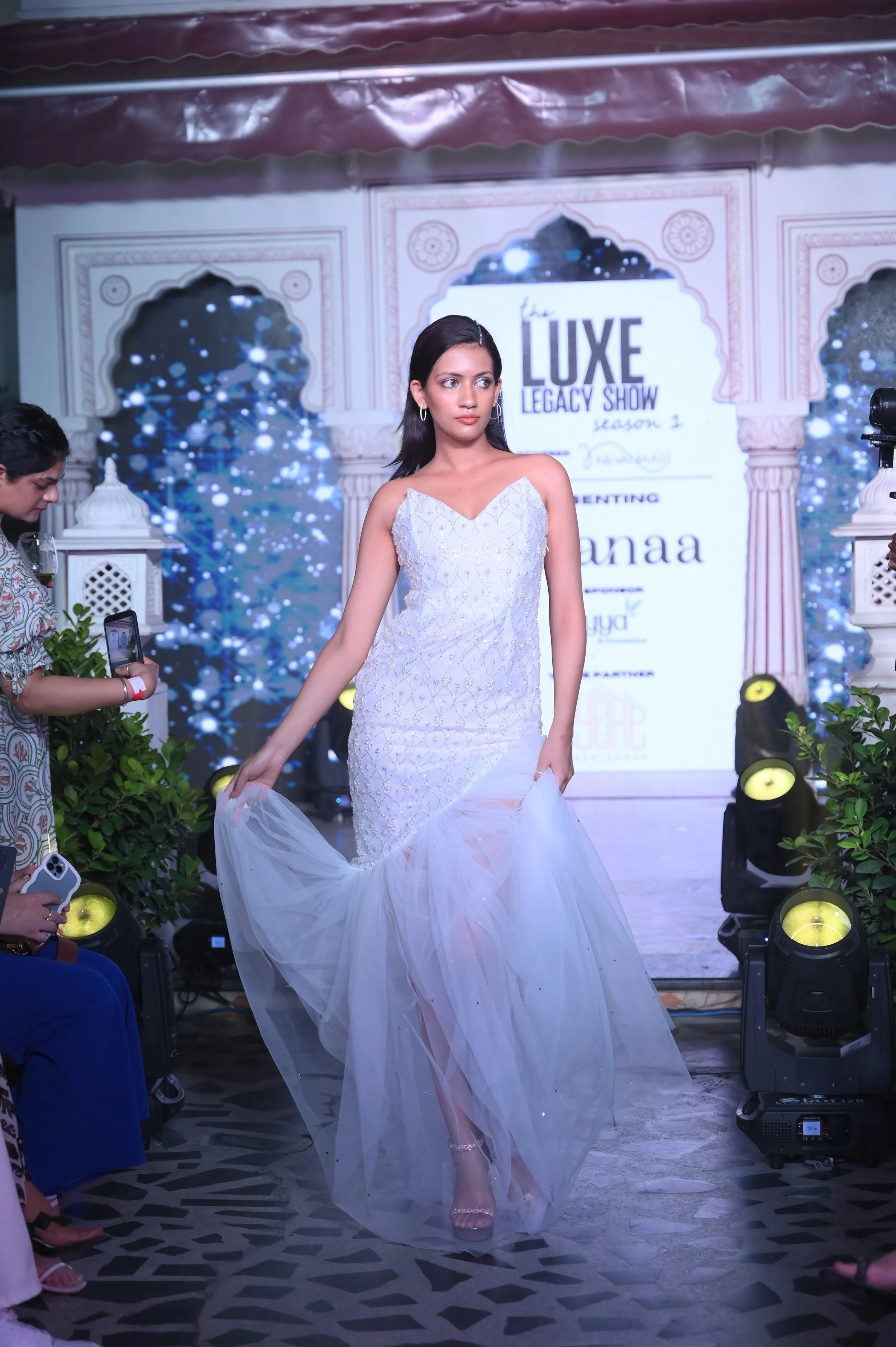Model showcasing a couture gown at Luxe Legacy Show Season 1 in Jaipur