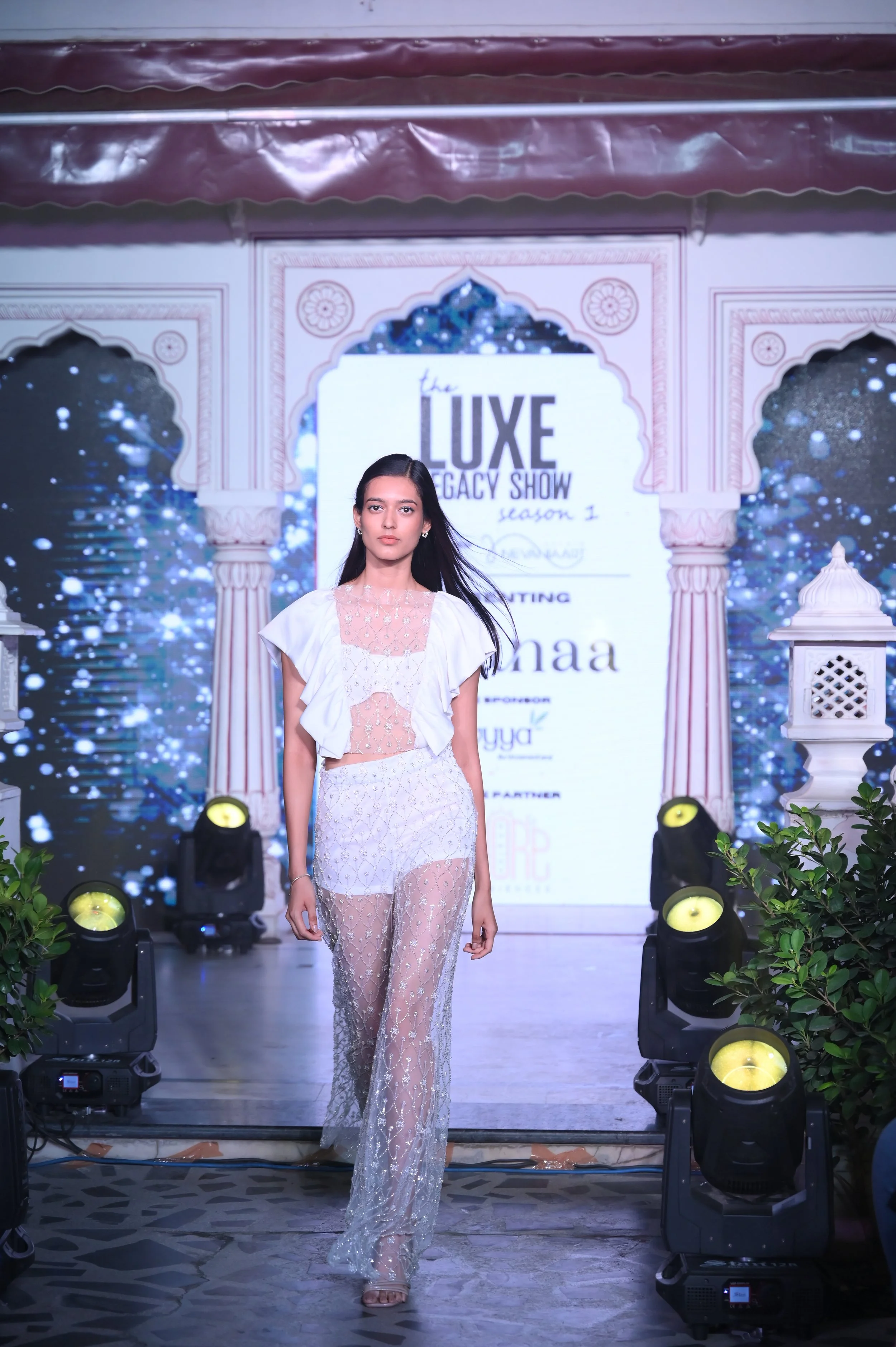 Model showcasing a couture gown at Luxe Legacy Show Season 1 in Jaipur