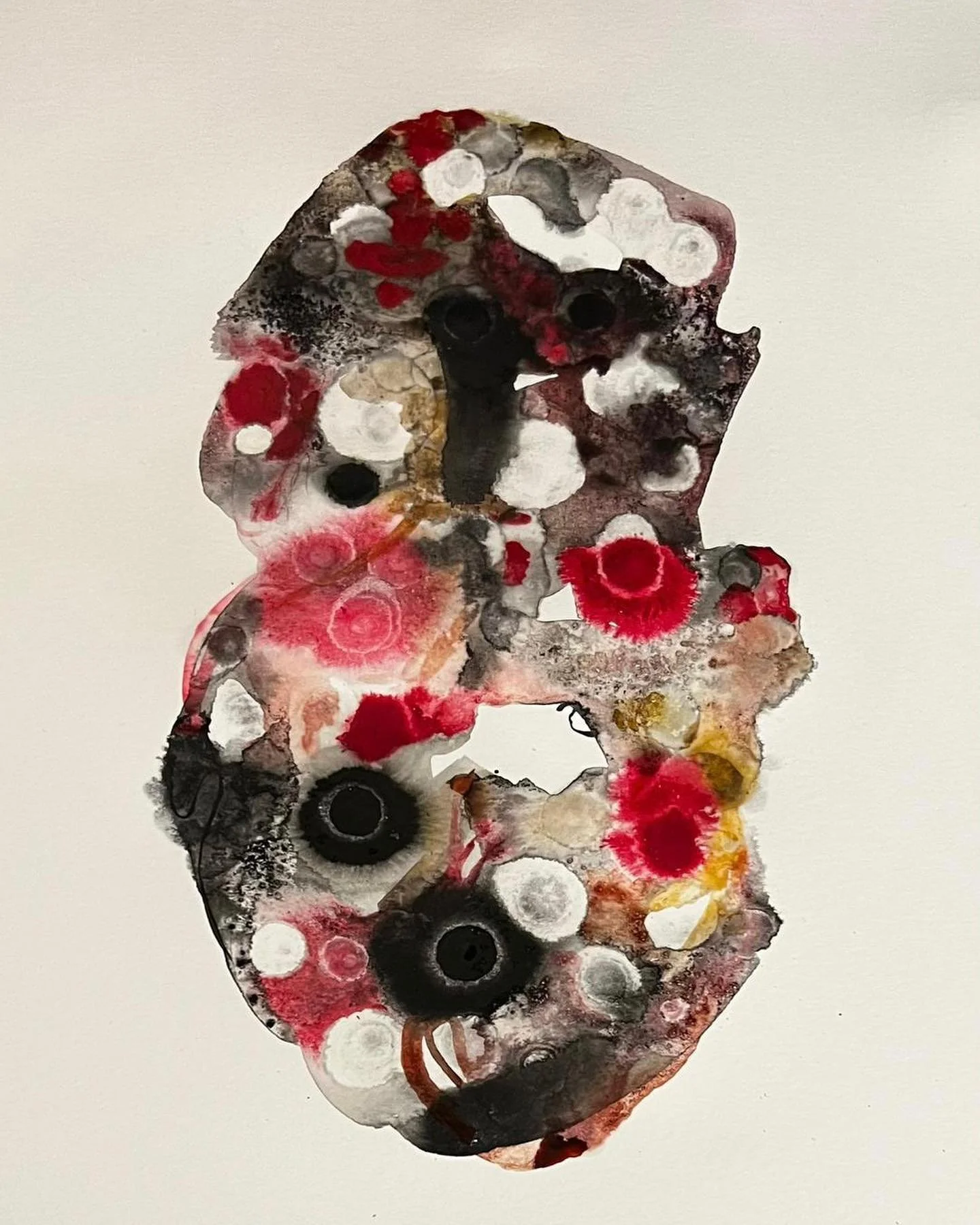 Studies in Neuroplasticity 2023. The idea of &ldquo;The different faces of a moving brain&rdquo;
Watercolor, Ink, Acrylic pigments, salt, black salt, alcohol, and pencil.