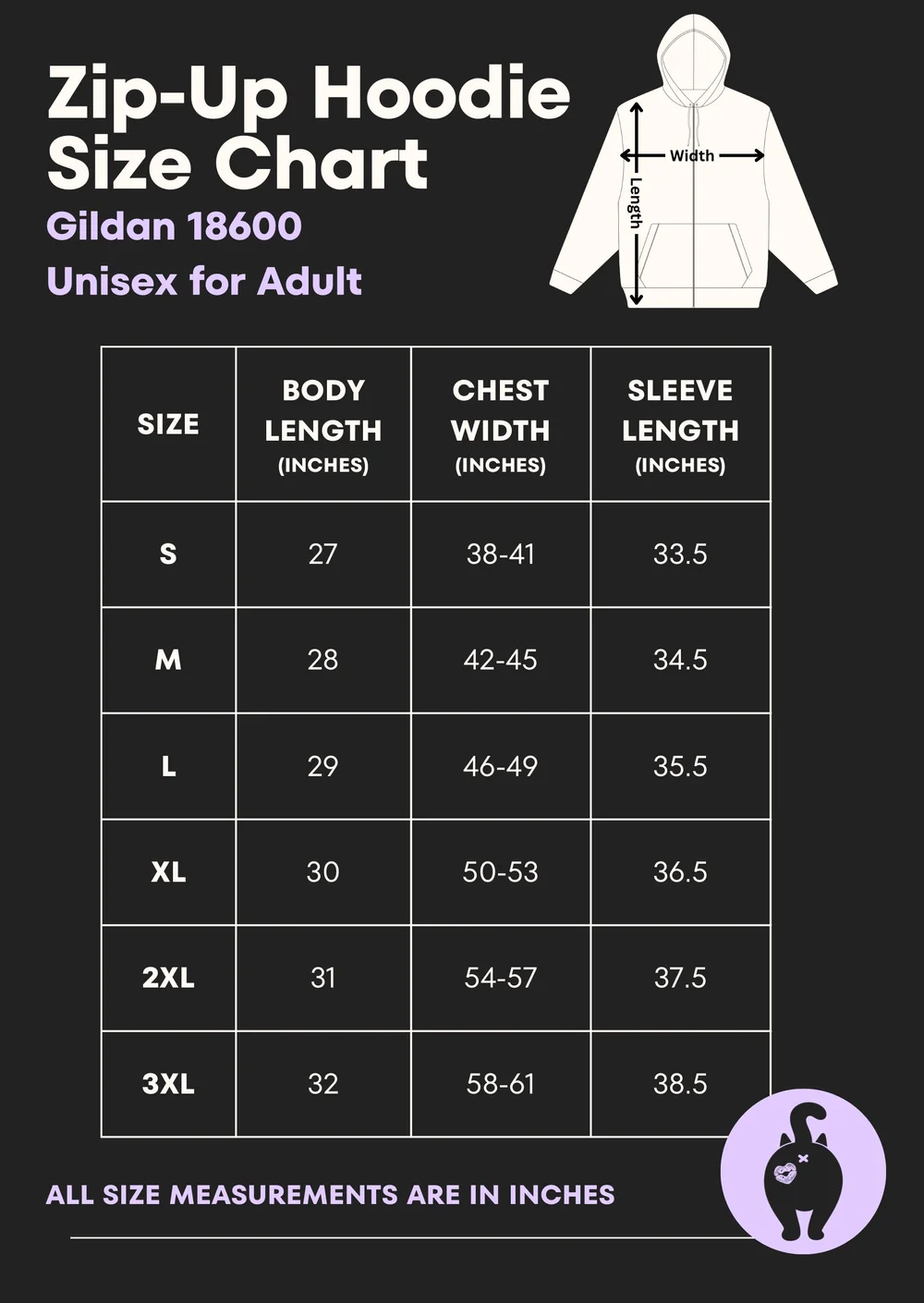 Unisex Sweatshirt Size Chart Us You Can't Sit With Us Sublimation