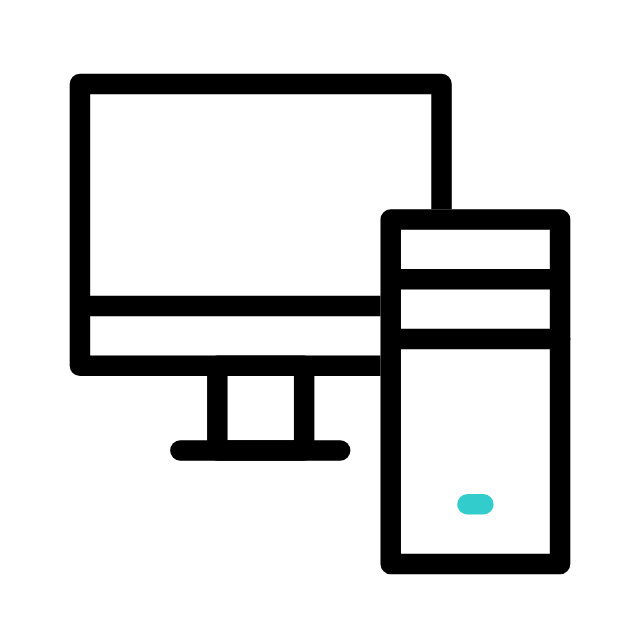 Desktop computer tower with software application