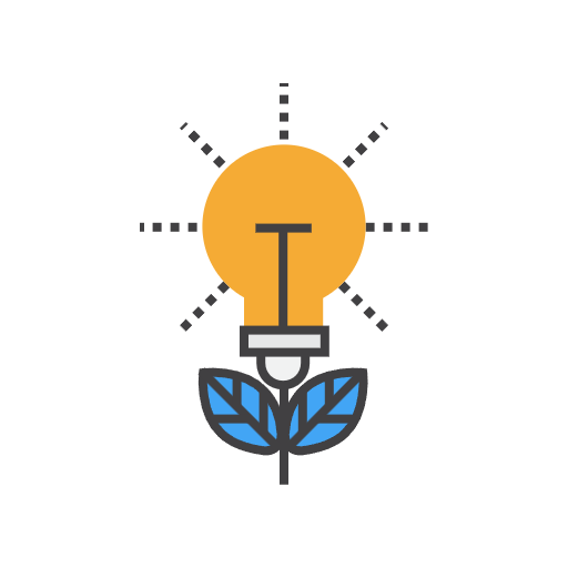 A light bulb with a plant growing beneath it, symbolizing eco-friendly ideas or sustainability.