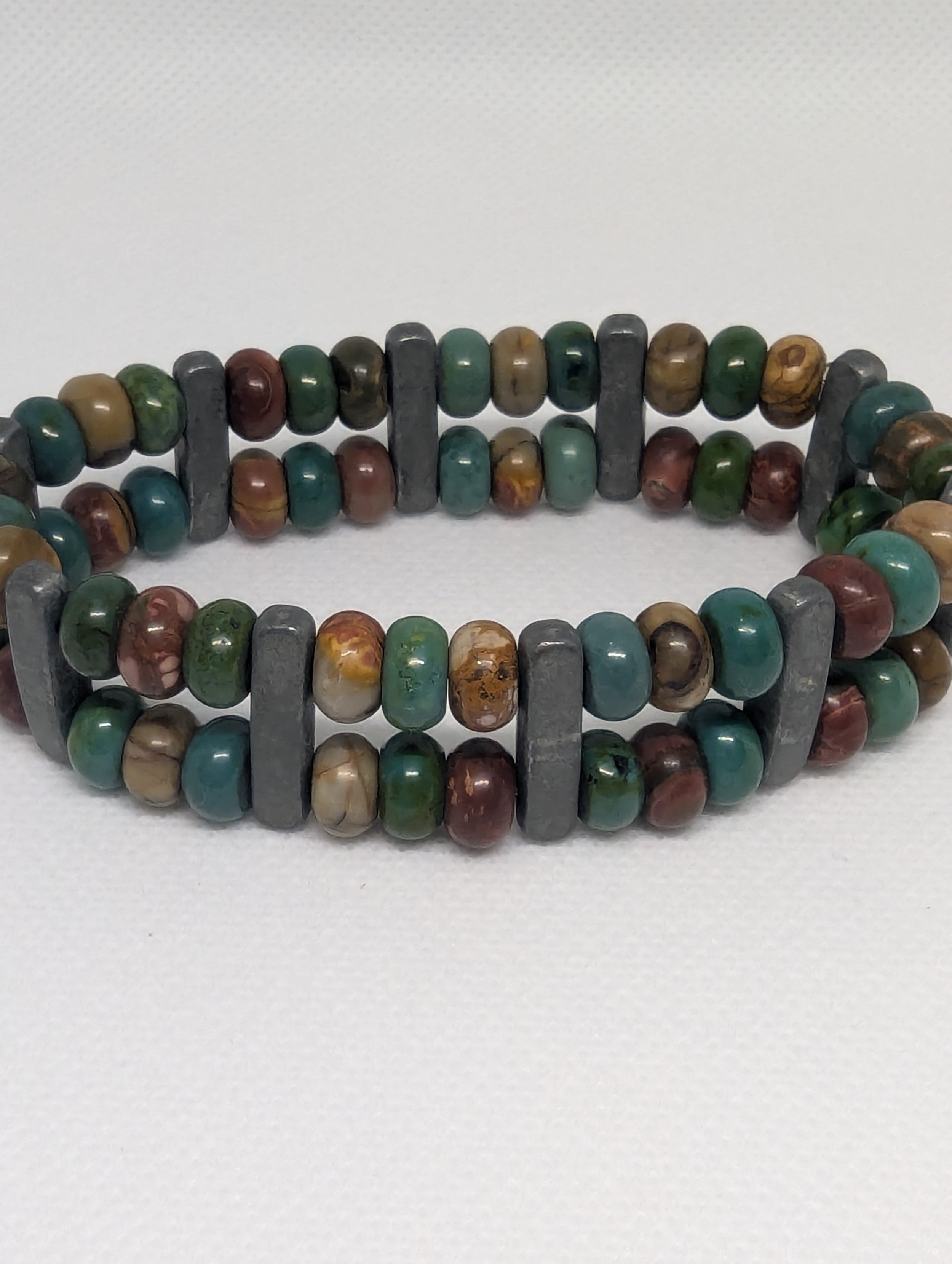 Chrysocolla and Picasso Jasper Bracelet