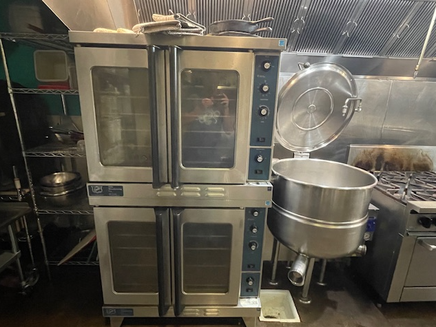 Double-stack convection oven and steam kettle