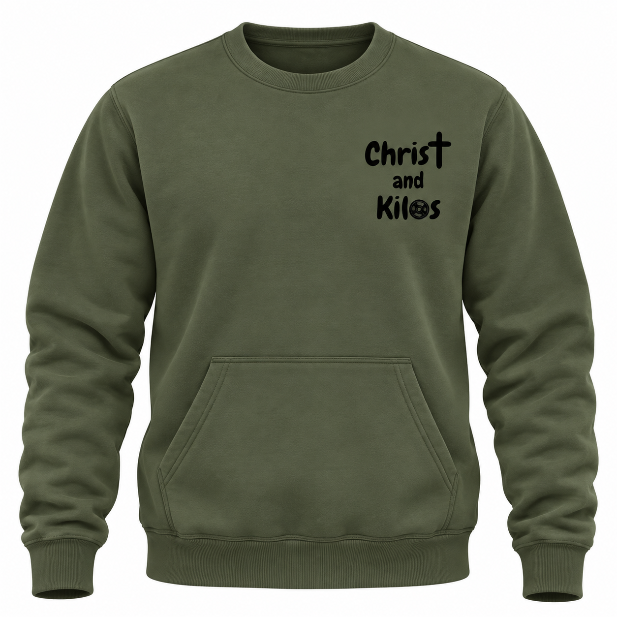 Olive Green Christ and Kilos Sweatshirt.png