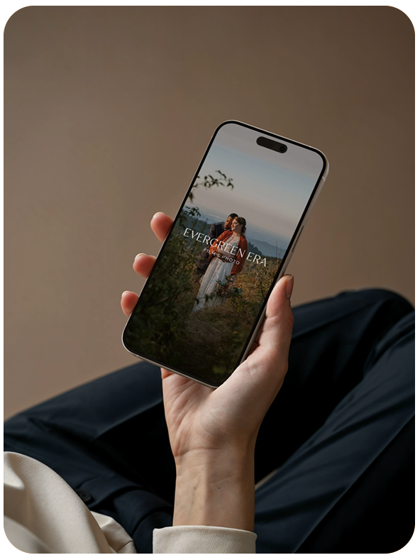 Evergreen Era mobile website shown in a lifestyle setting