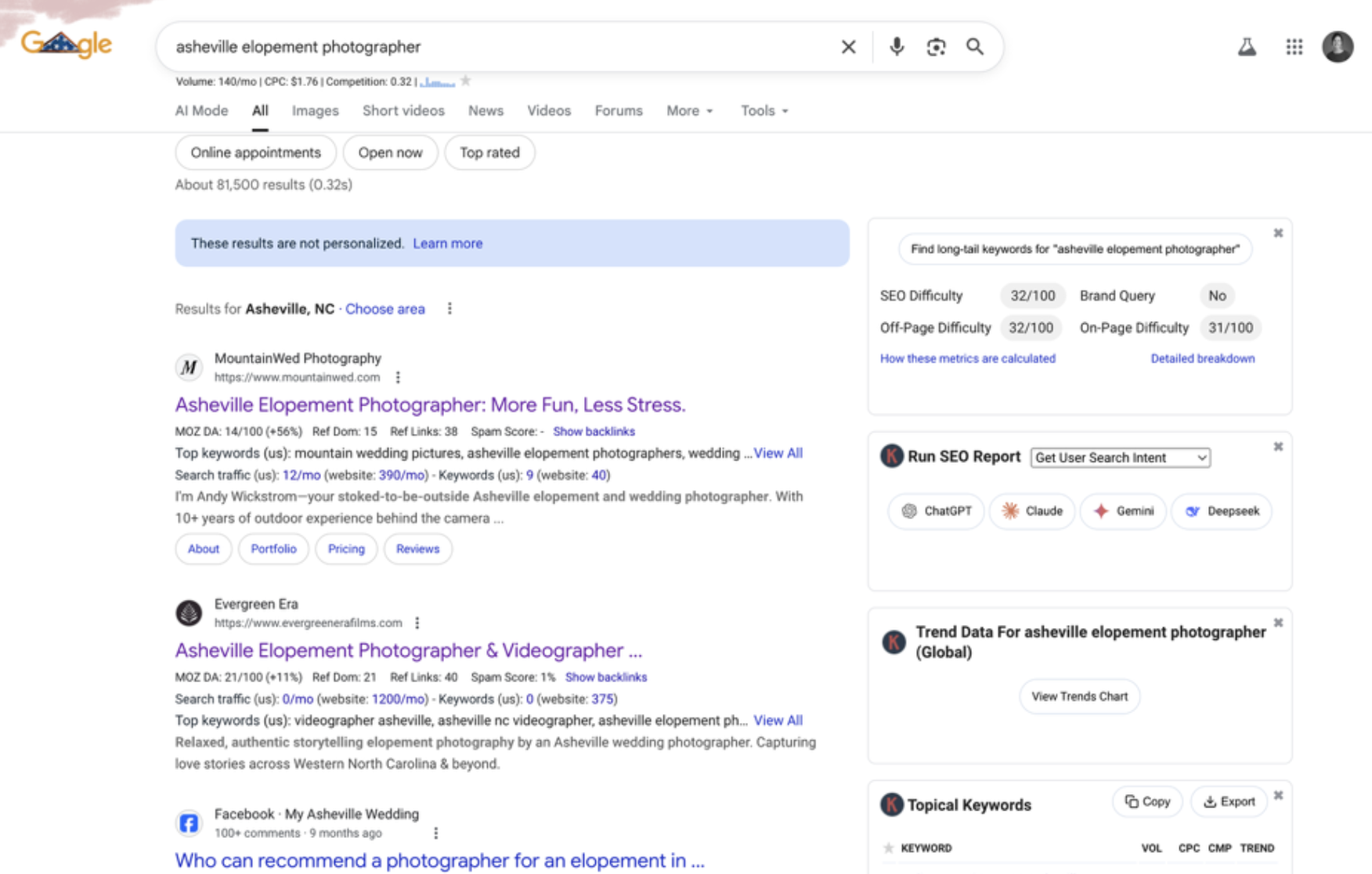 Evergreen Era Asheville Elopement Photographer Google Results