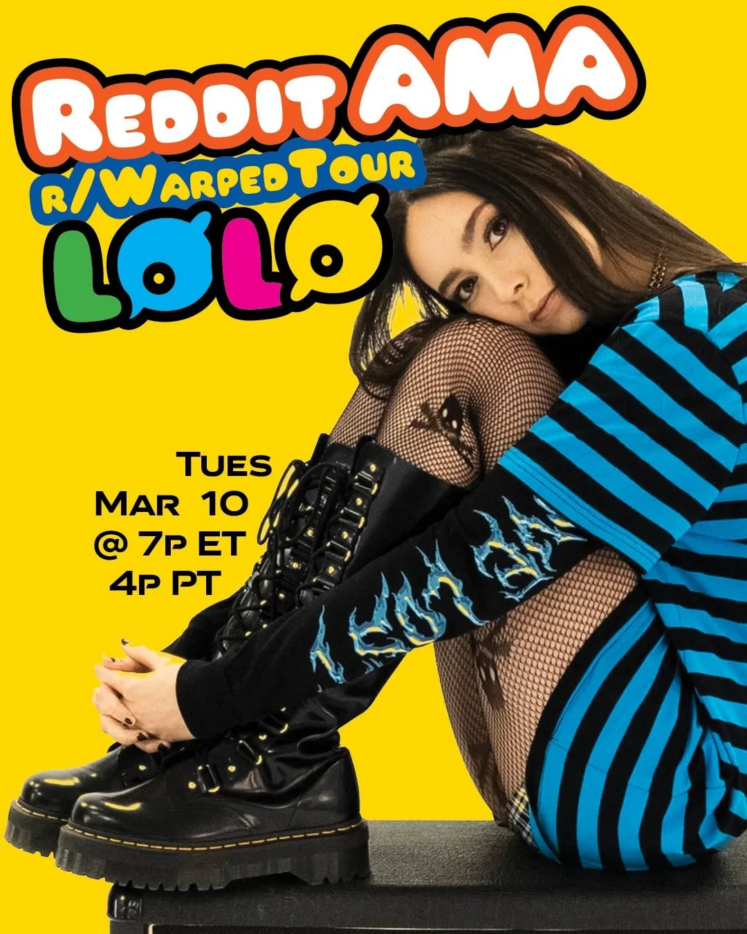 ￼AMA Alert Tue Mar 10 w/ @lolo at the r/WarpedTour Reddit page, at 7p ET / 4p PT. L!nk in MBH b&igrave;o. 

Also check out &lsquo;the punisher&rsquo; song out now!

Not only will L&Oslash;L&Oslash; be at @vanswarpedtour dc, long beach, montreal, 