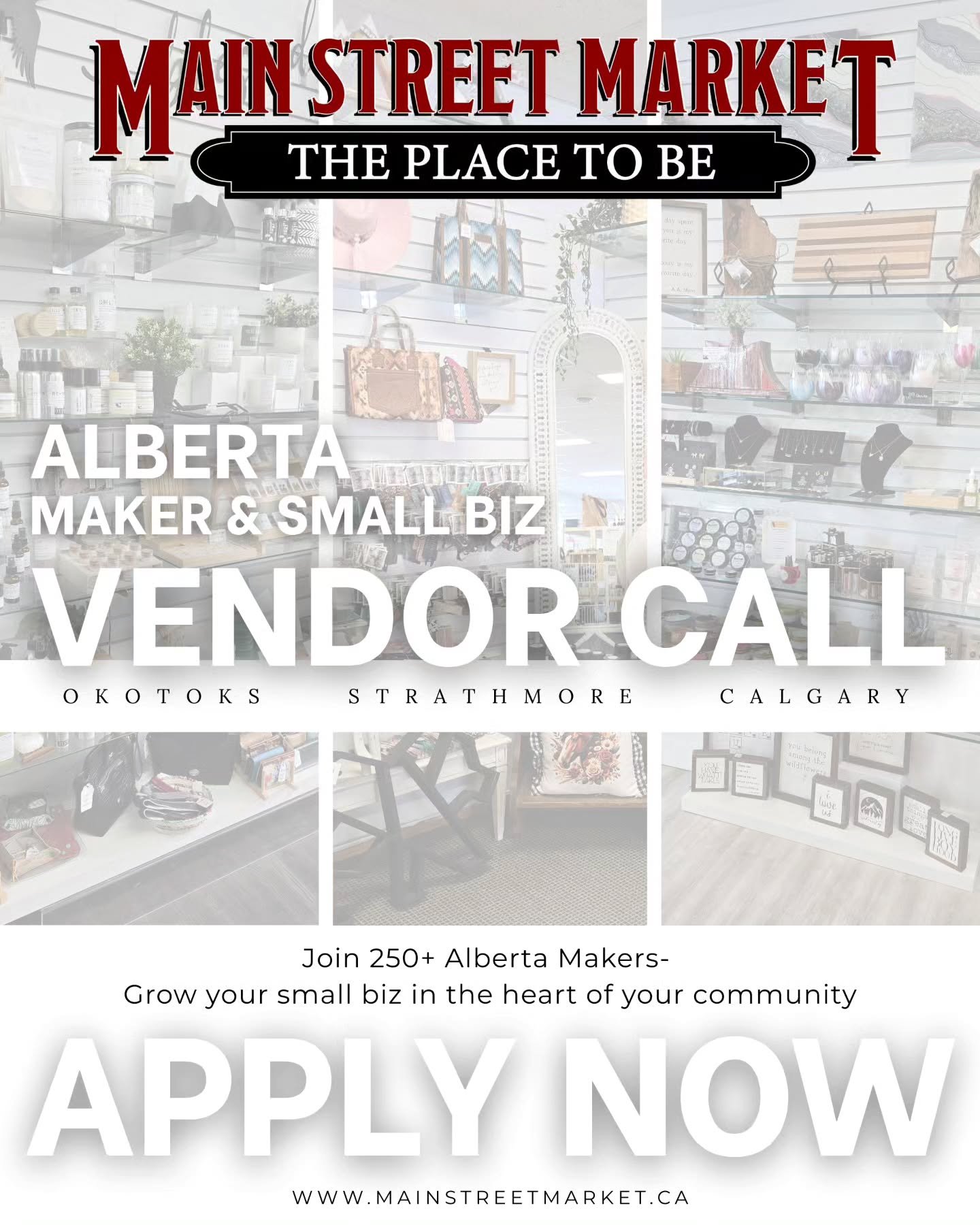 Your work deserves a spotlight—let’s give it a home.
We’re on the hunt for unique makers and small businesses to join us at @mainstreetmarket.ca (Strathmore, Okotoks + Calgary). If you’ve got something special, we want to help
