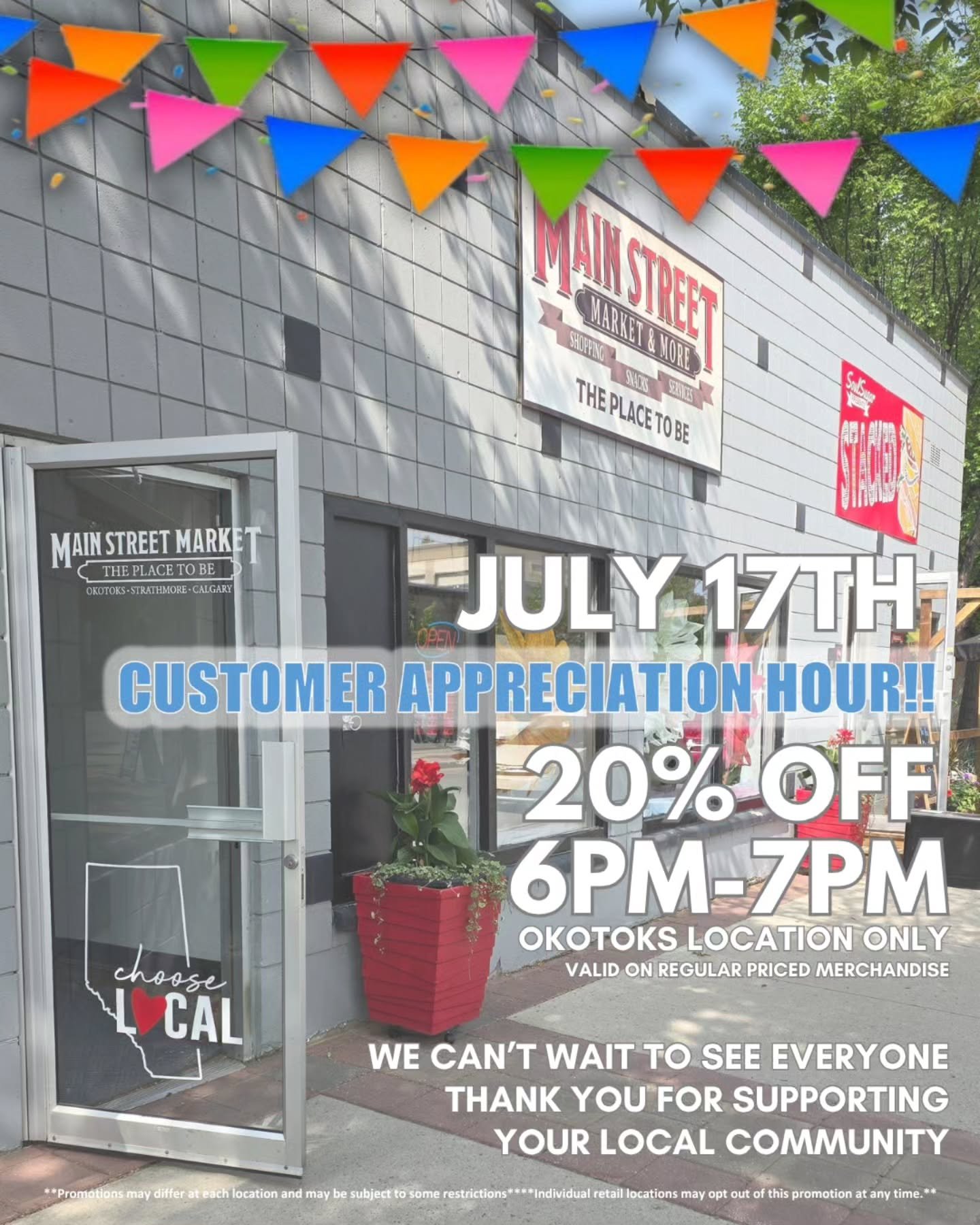 Okotoks fam — this one’s just for you!
Join us at the Okotoks location only from 6–7 PM tonight for Customer Appreciation Hour — 20% off regular-priced goodies, in-store only, for one hour only!
Swing by, stock up, and show s
