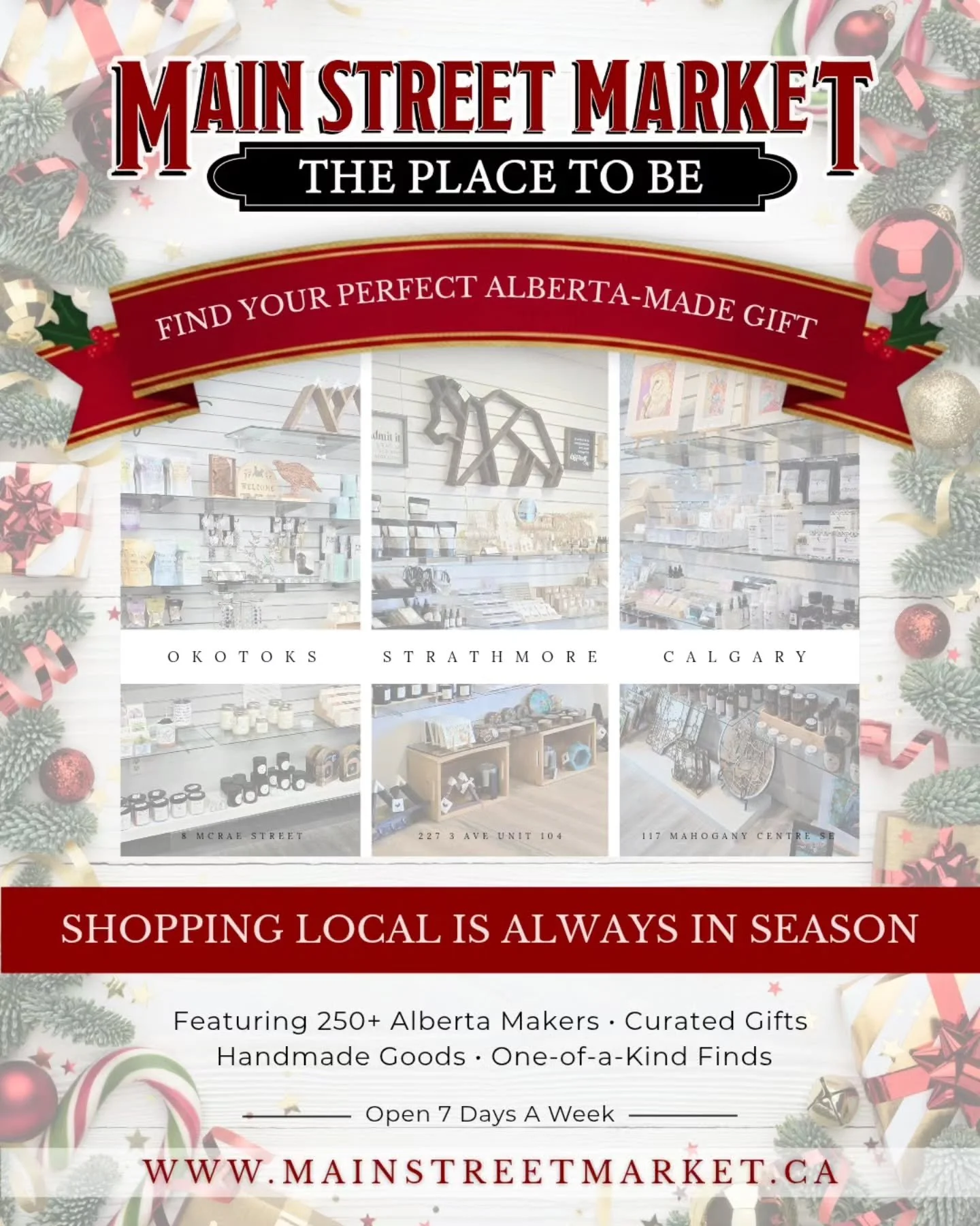 There&rsquo;s something special about finding the perfect Alberta-made gift. One that&rsquo;s unique, thoughtful, and crafted by local hands.

At Main Street Market, every item tells a story from over 250 Alberta makers...from handmade goods and cura