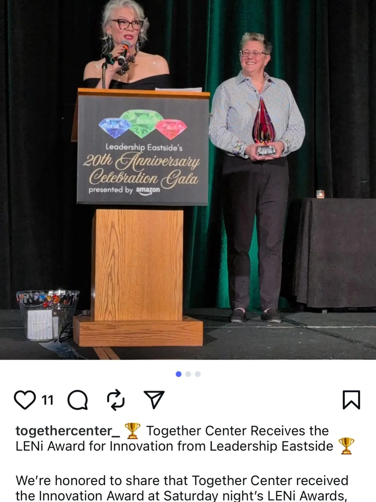 BIG CONGRATULATIONS to @togethercenter_ on receiving the LENi Award for Innovation from Leadership Eastside!

Together Center is a wonderful example of what happens when nonprofits come together to make services easier to access for the people who ne