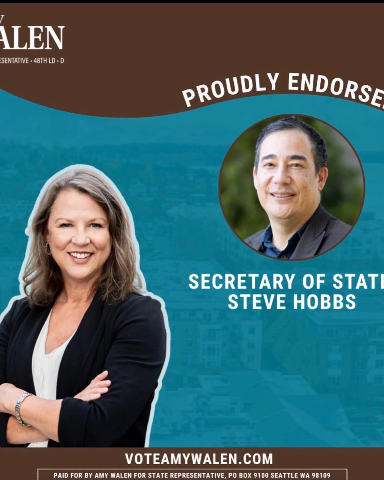 I am honored to have earned the endorsement of Steve Hobbs, Washington&rsquo;s 16th Secretary of State. Since taking office in 2021 and winning election statewide in 2022, Secretary Hobbs has worked to strengthen our democracy, protect election integ