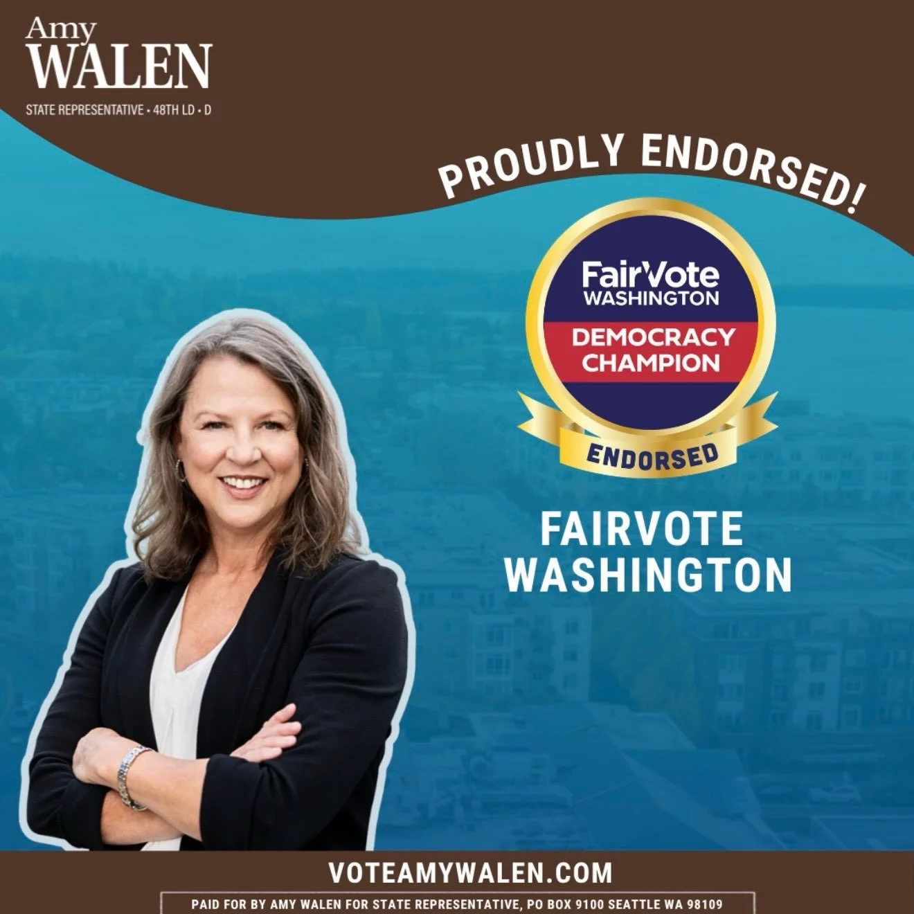 I&rsquo;m honored to have the endorsement of FairVote Washington. I believe our democracy is strongest when every voter has a meaningful voice, and I&rsquo;m proud to stand with those working to build a more representative and responsive government f