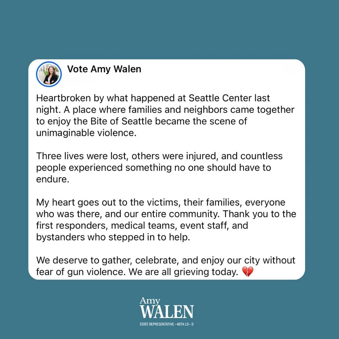 Heartbroken by what happened at Seattle Center last night. A place where families and neighbors came together to enjoy the Bite of Seattle became the scene of unimaginable violence.

Three lives were lost, others were injured, and countless people ex