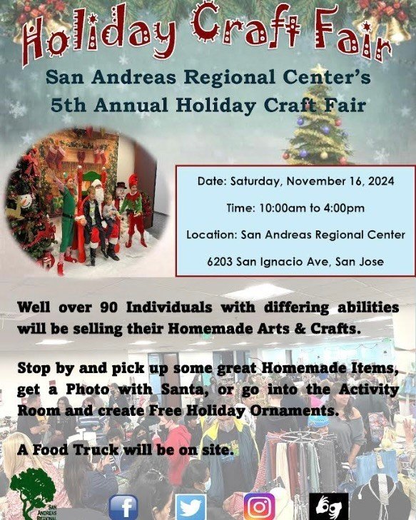 This Saturday, November 16th, the San Andreas Regional Center will be hosting their 5th Annual Arts &amp; Craft Fair!

Over 90 talented artists of all abilities will be showcasing and selling their one-of-a-kind, handmade creations! This free, family