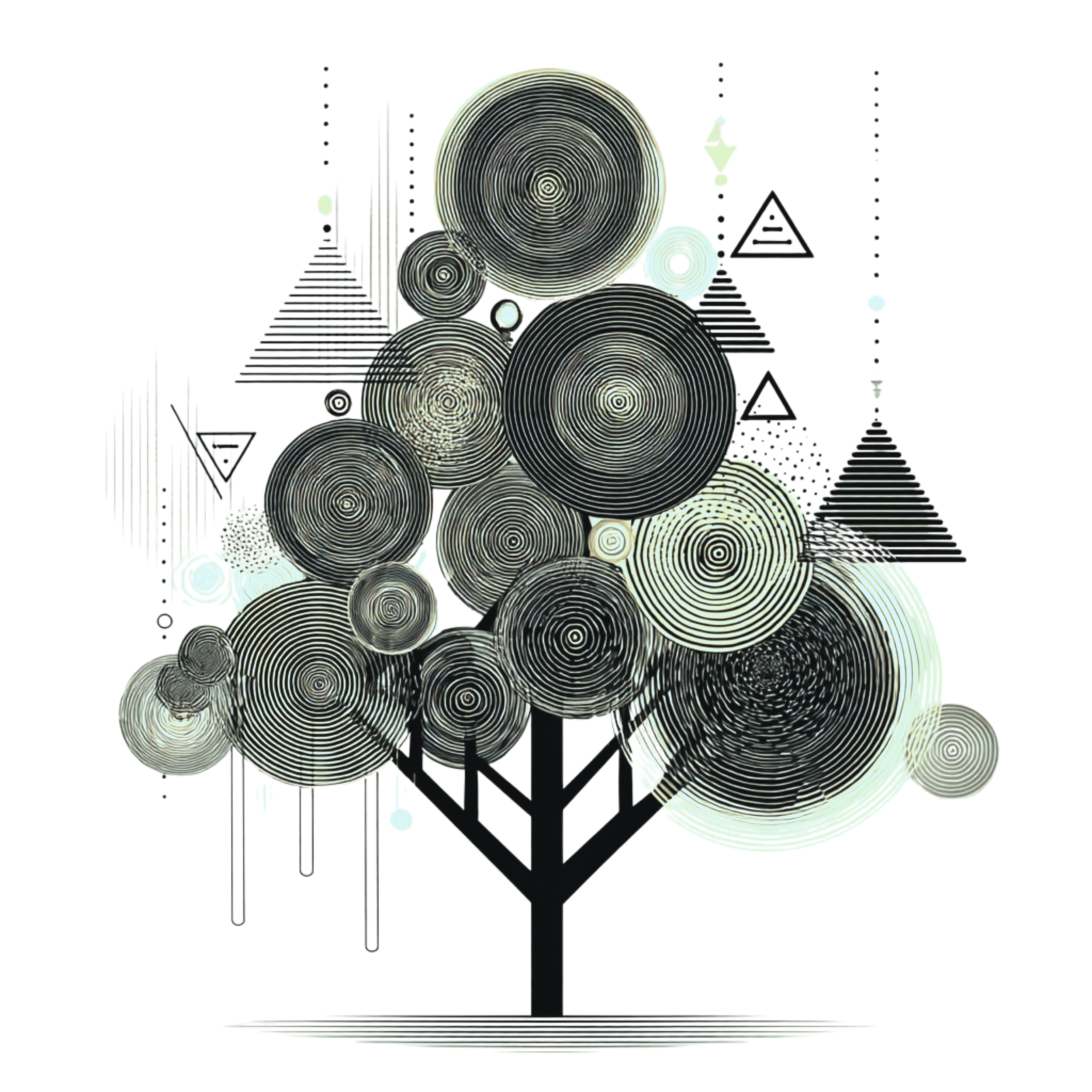 Geometric drawing of an outline square with sections divided by vertical, horizontal, and diagonal lines.