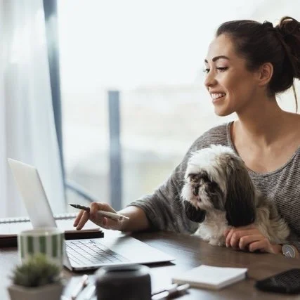 Woman and Dog at Laptop Medium.jpg