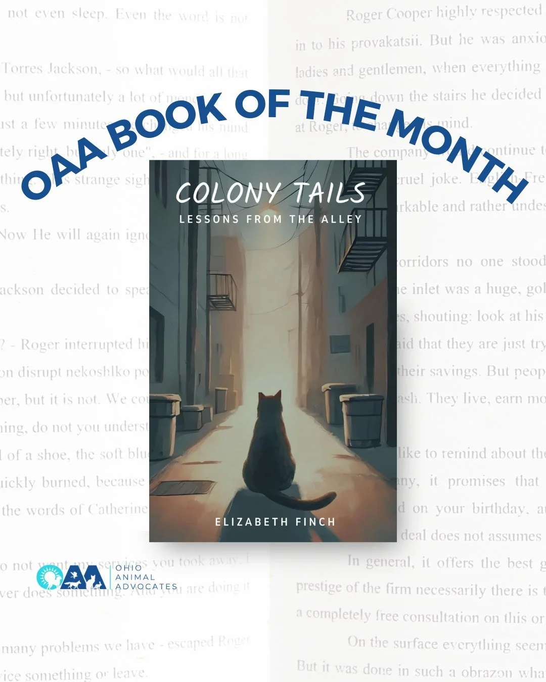 📚 OAA Book of the Month

Colony Tails: Lessons From the Alley by Elizabeth Finch is a heartfelt glimpse into the real lives of community cats &mdash; resilience, trust, and the quiet power of showing up.

A must-read for caretakers, advocates, and a