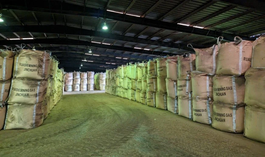 Bags of cobalt await shipping at a warehouse in The Democratic Republic of Congo.