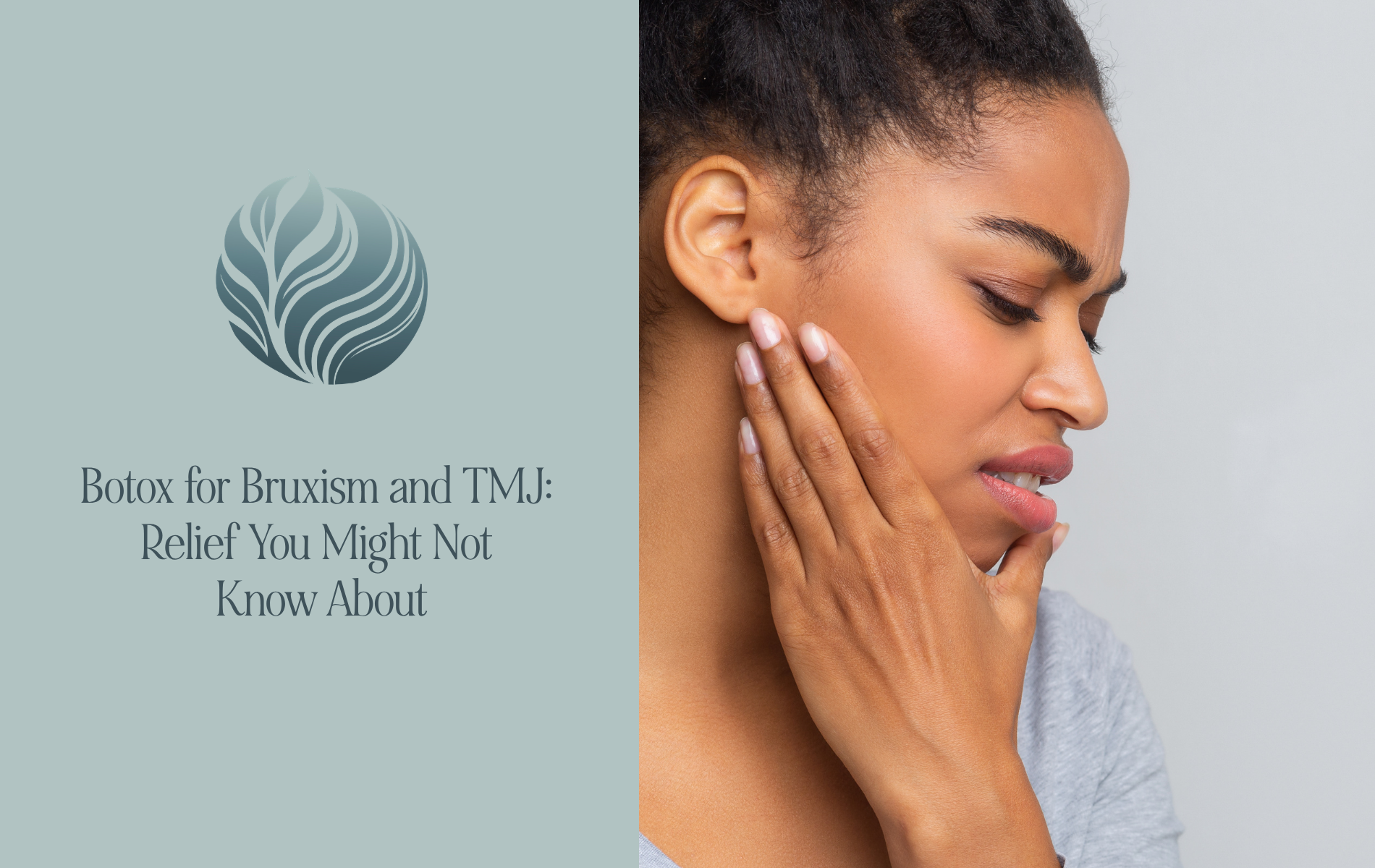 Woman holding jaw in pain due to TMJ