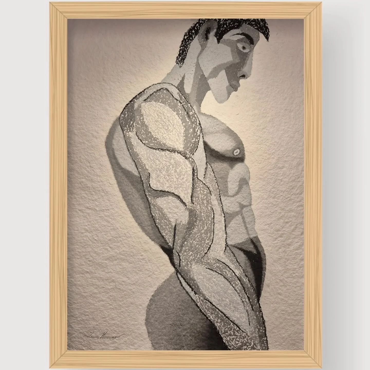 Devoid But Beautiful | Charcoal on paper, 76cm x 56cm (nearly life sized), 2025 

&quot;The greyscale composition of this artwork emphasises the muscularity of the model, but leaves a feeling of the subject being drained and perhaps lacking in the vi