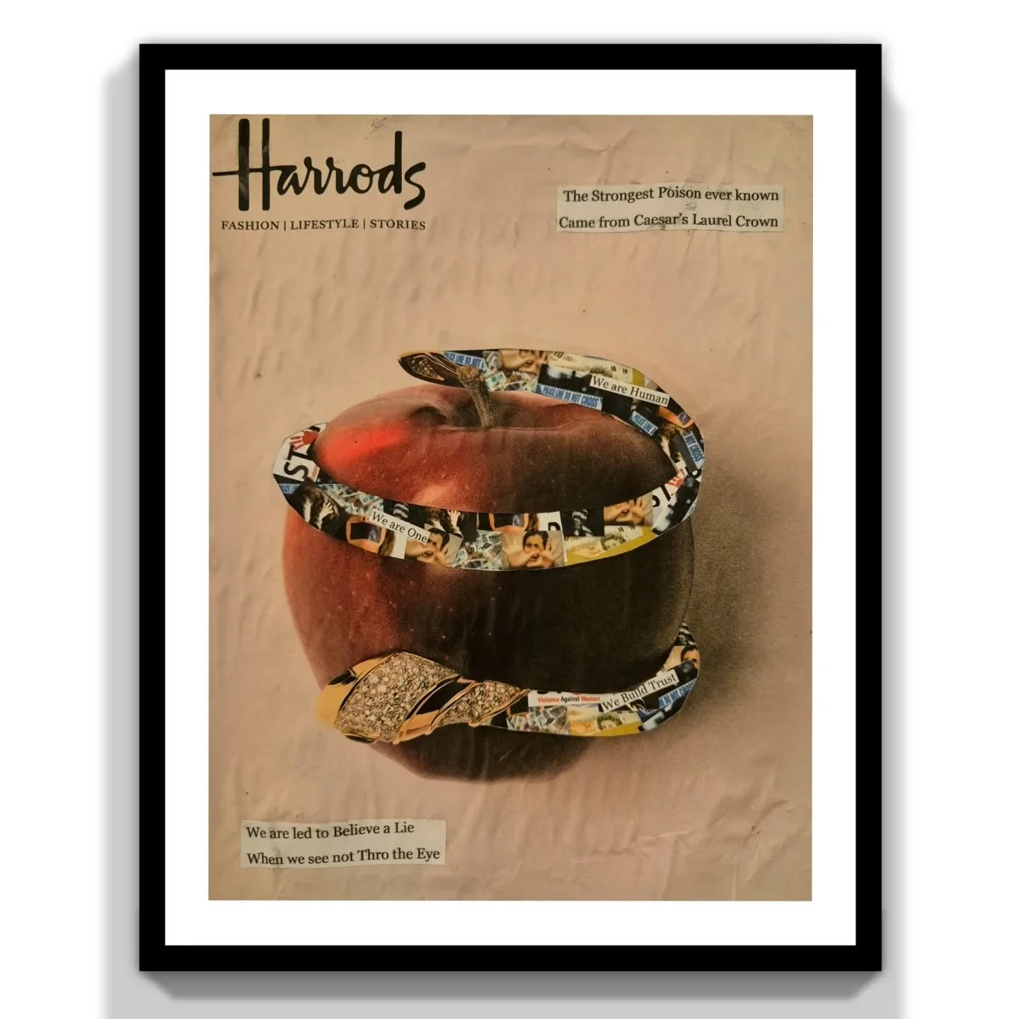 Poison | Collage of paper, partially using the packaging from the most recent edition of Harrods' magazine

&quot;This social commentary lays visually bare the sickening paradox between the contemporary narrative @harrods portrays through its image v