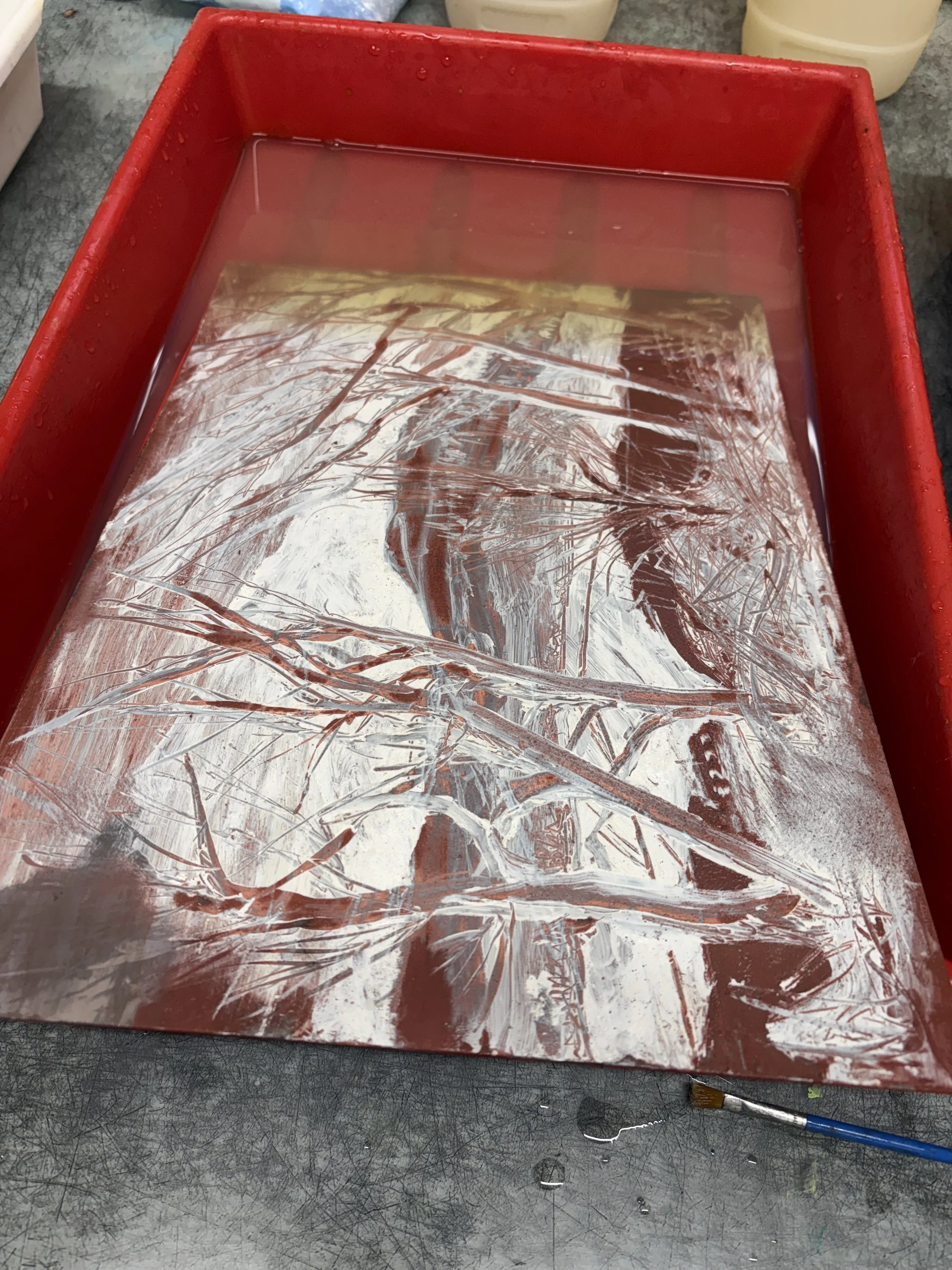 Soapground Etching
Etching the steel plate