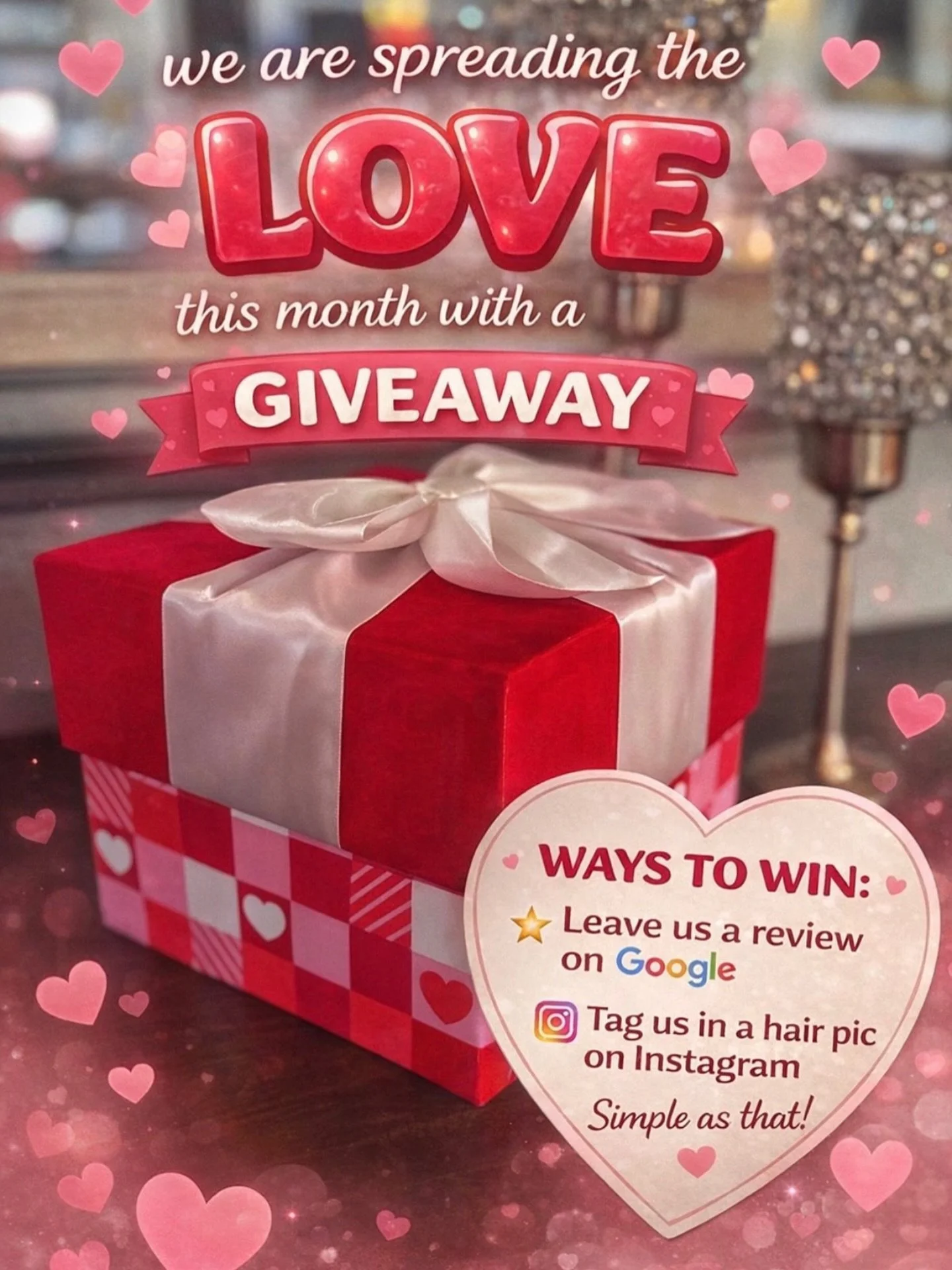 What&rsquo;s in the box? 👀
The only way to find out is to win.

We&rsquo;re spreading the love this month with a Mystery Box Giveaway 💖

How to enter for up to TWO chances to win:
✨ Leave us a Google review
✨ Tag us in a hair pic on Instagram

Do b