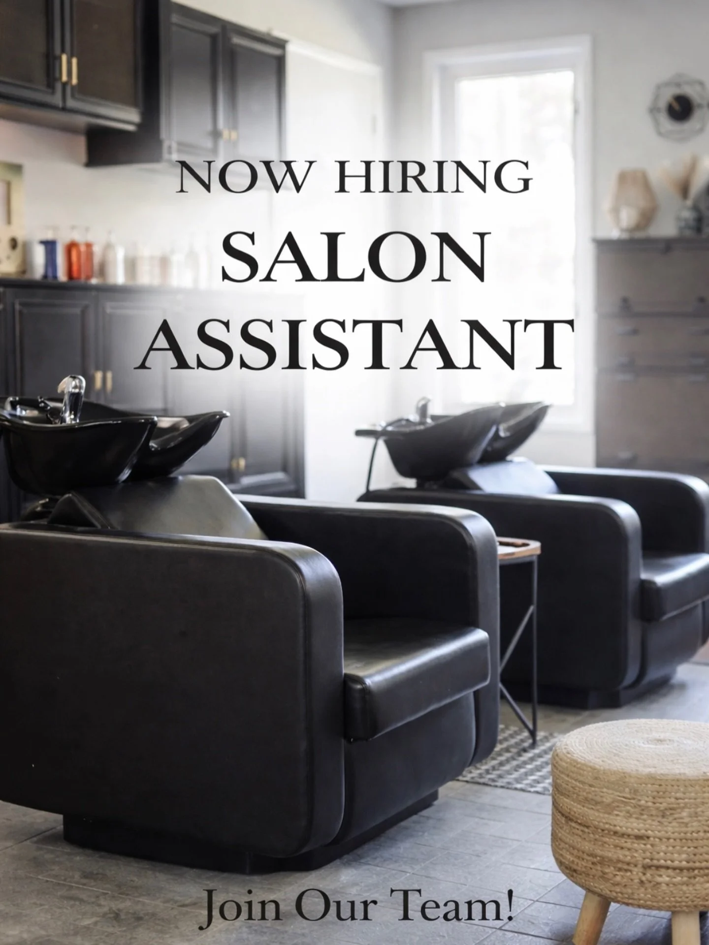 Now hiring a Salon Assistant 🤍
Wednesday&ndash;Saturday availability required

We&rsquo;re looking for someone who is:
&bull; Friendly and welcoming with clients
&bull; Reliable and ready to jump in wherever needed
&bull; Passionate about hair and e