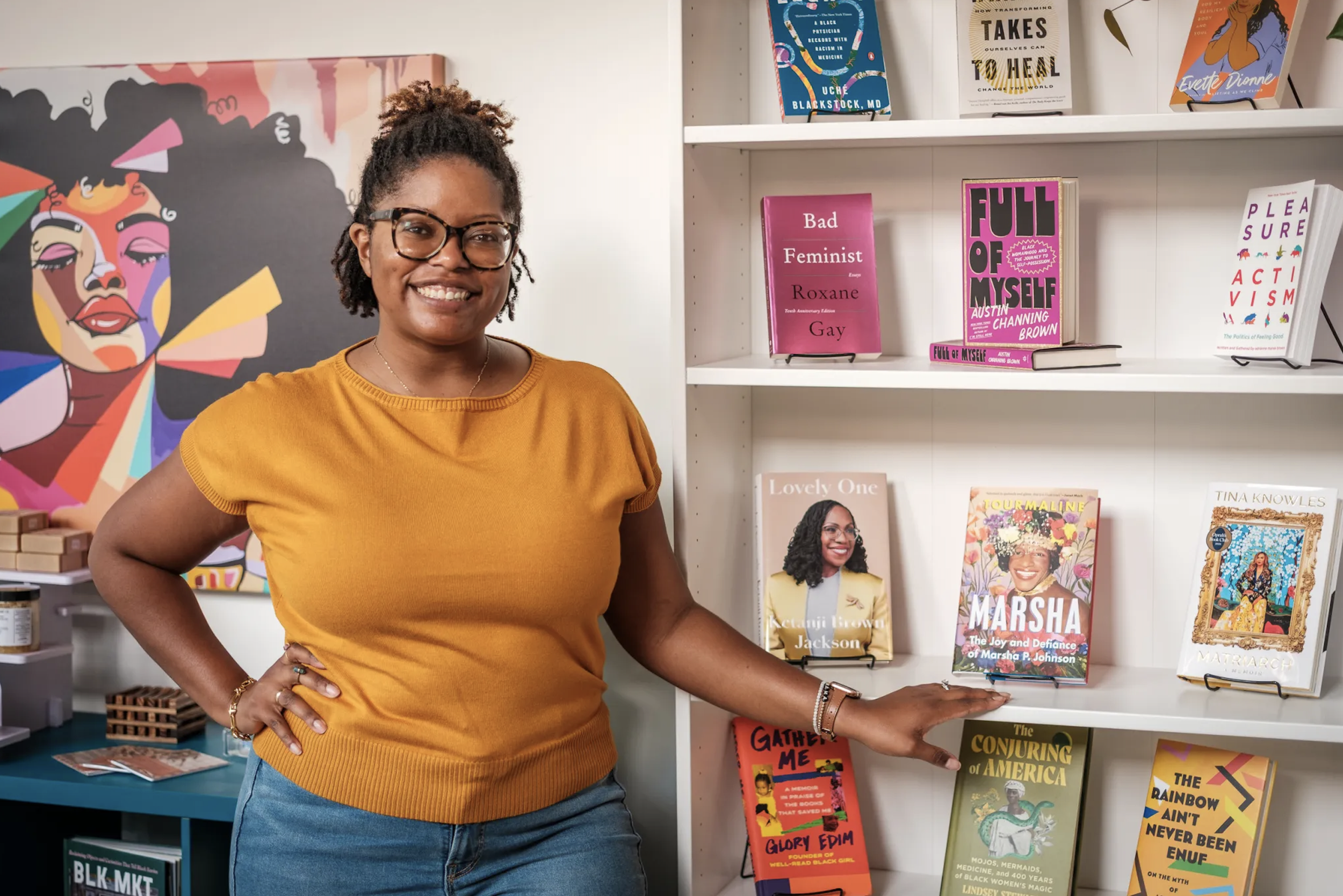 Picture of author and journalist L'Oreal Thompson Payton, founder of Zora's Place, a Black feminist bookstore in Evanston, Illinois