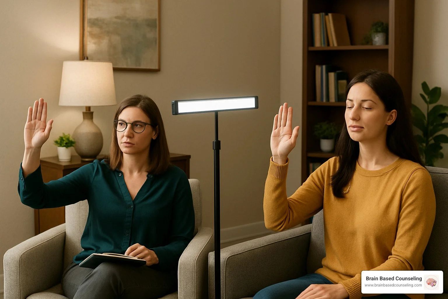 EMDR therapy session showing bilateral stimulation - complex trauma recovery