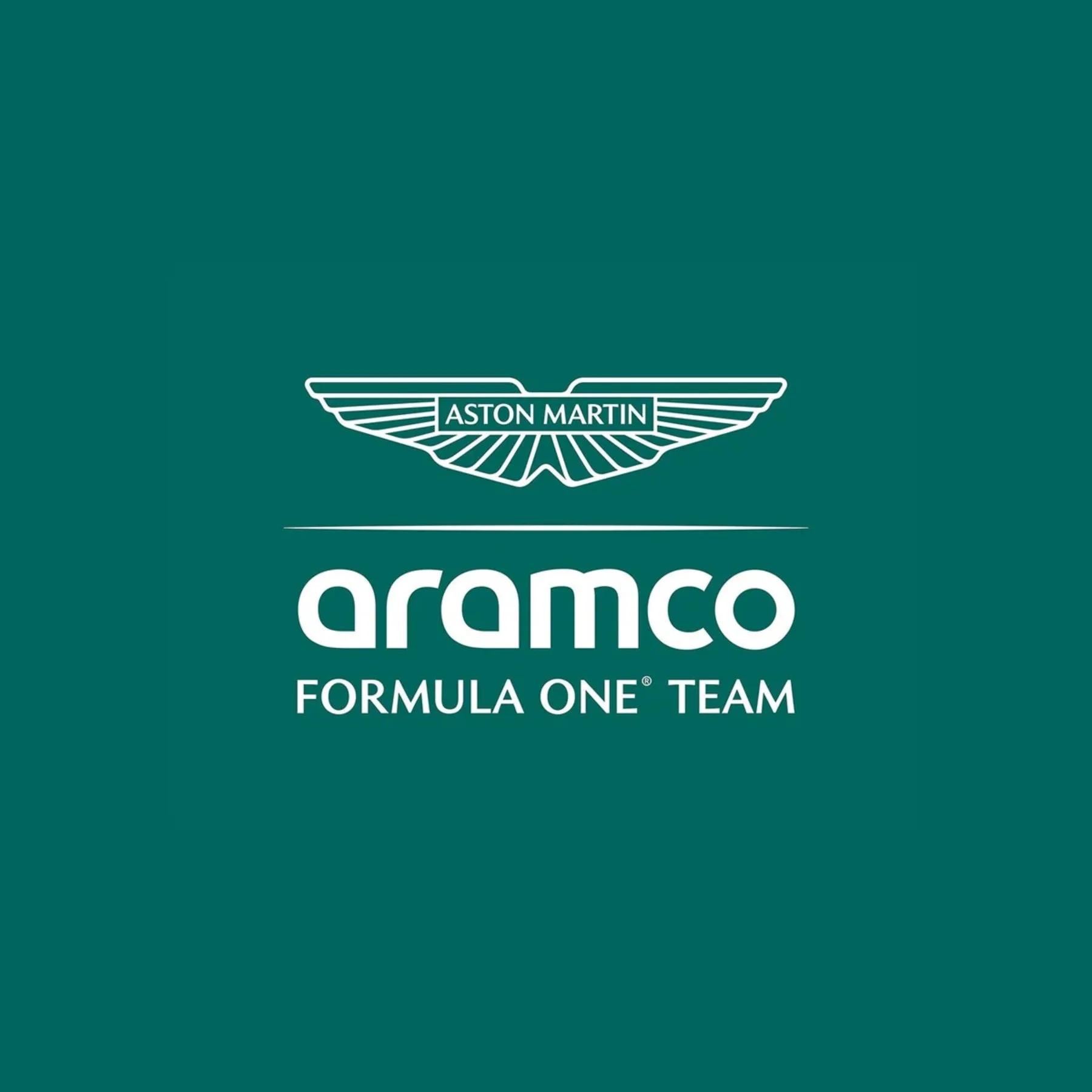 A logo featuring the Aston Martin wings above the words "aramco" and "Formula One Team."