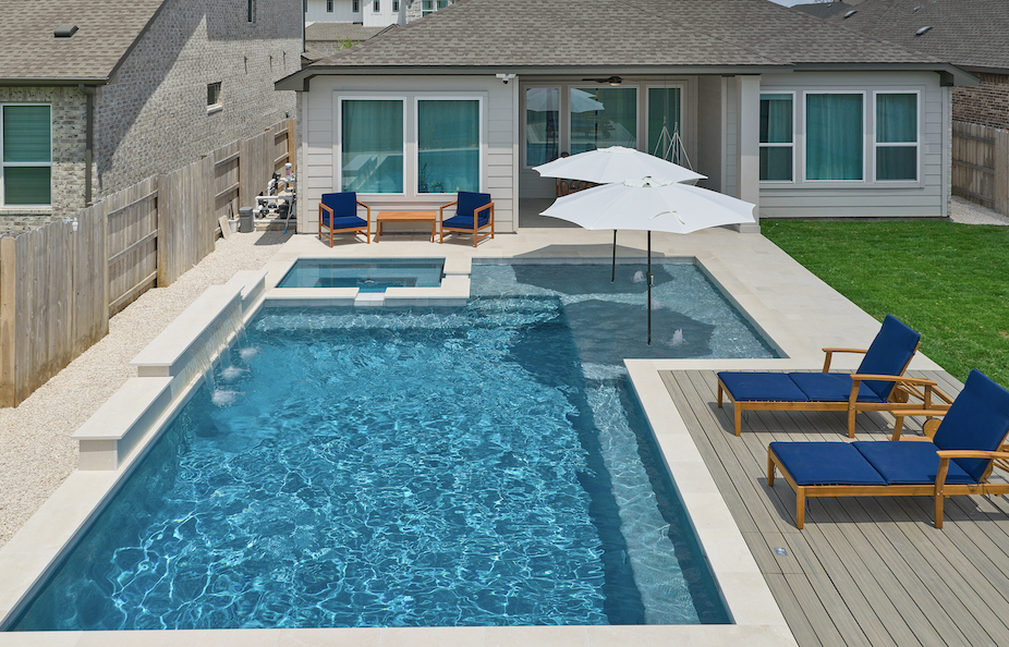 Aerial view of Round Rock custom pool — Aqua Logistics Custom Pools