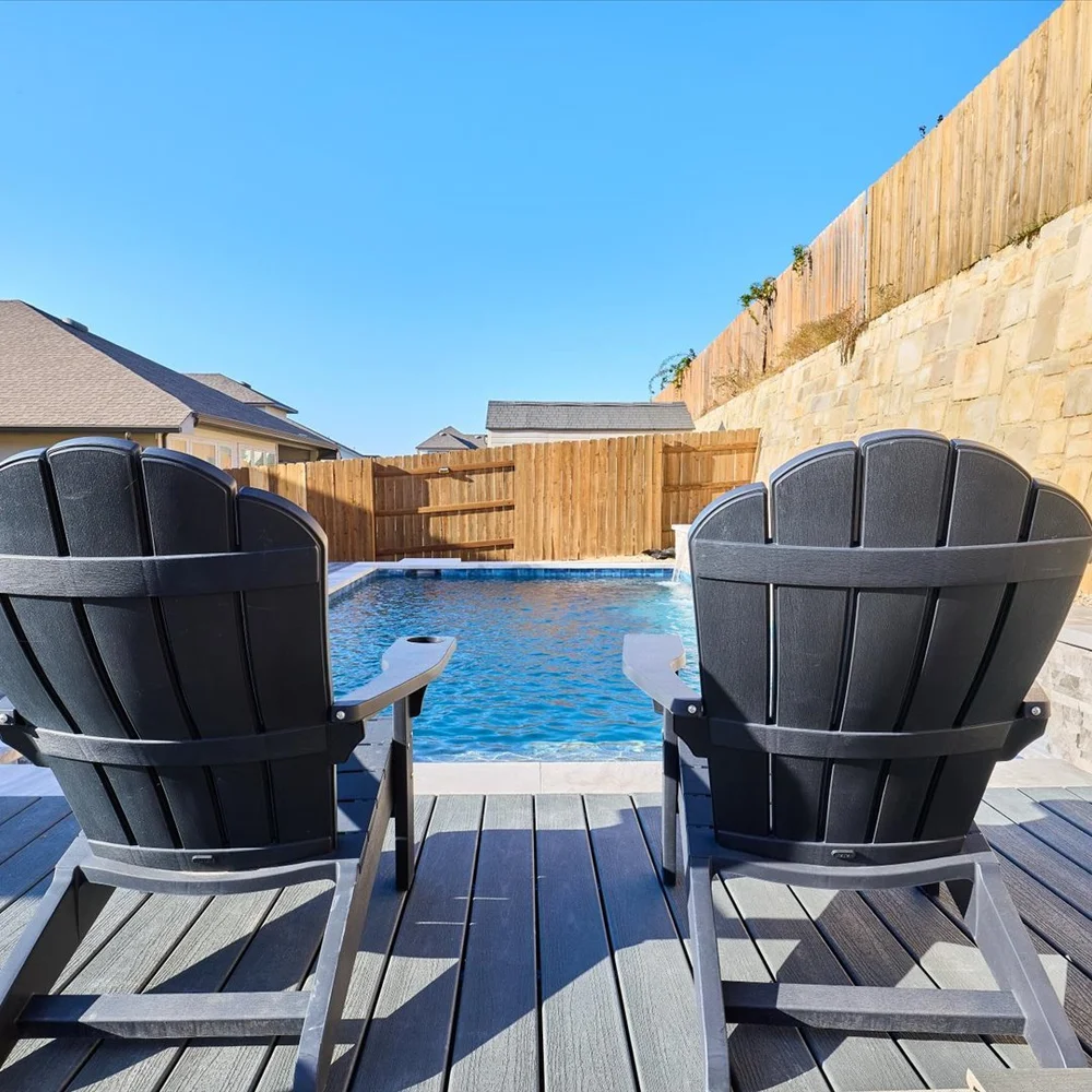 Pool deck and coping detail — Atlantic Gray Travertine