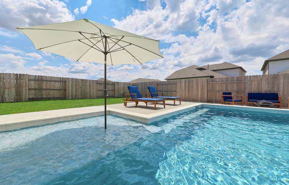 Fana residence pool with Versailles paver deck — Round Rock TX