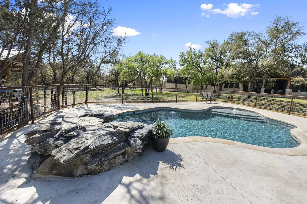 Carmel Lueder coping and pool deck — Spivey residence Leander